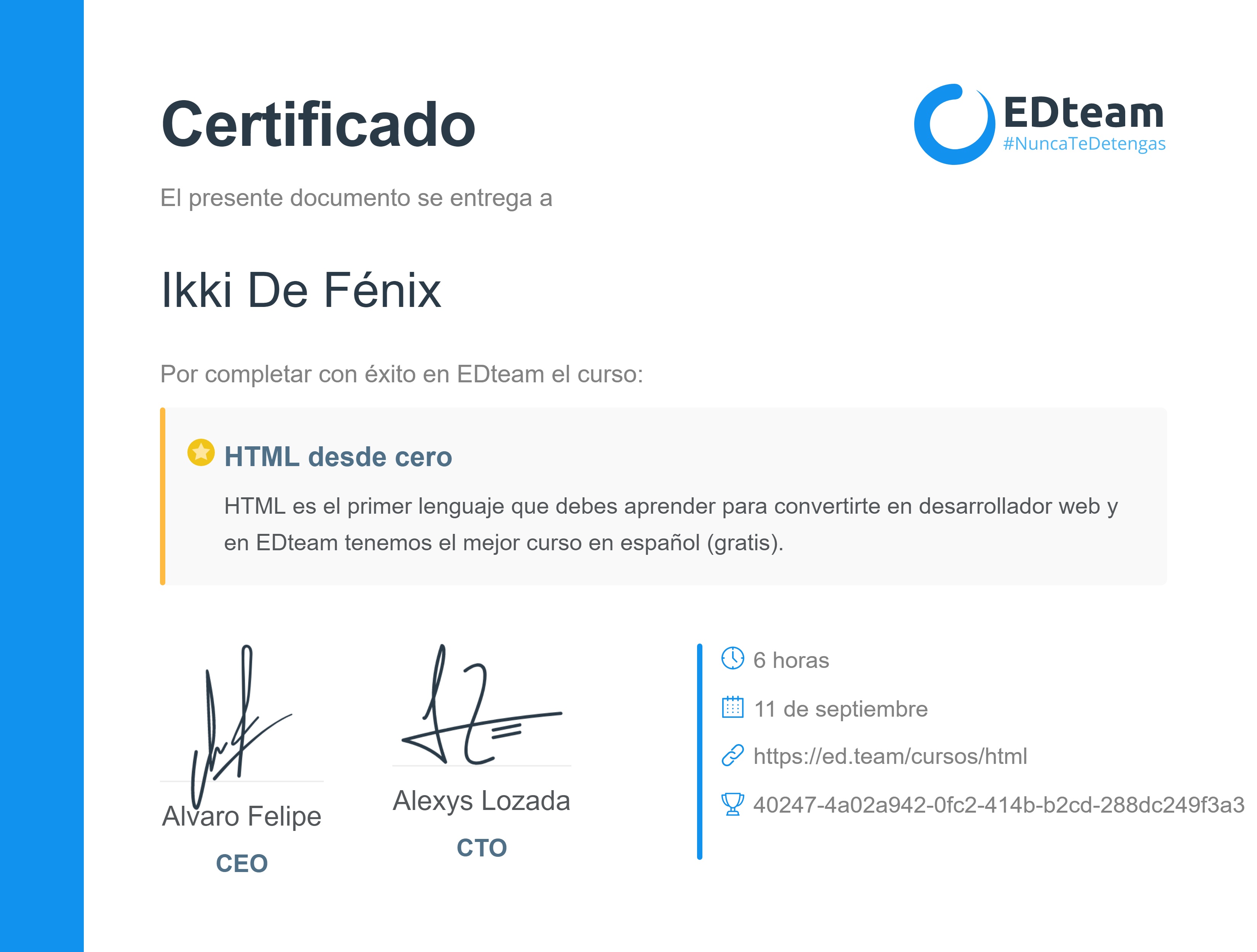 Certificado de curso