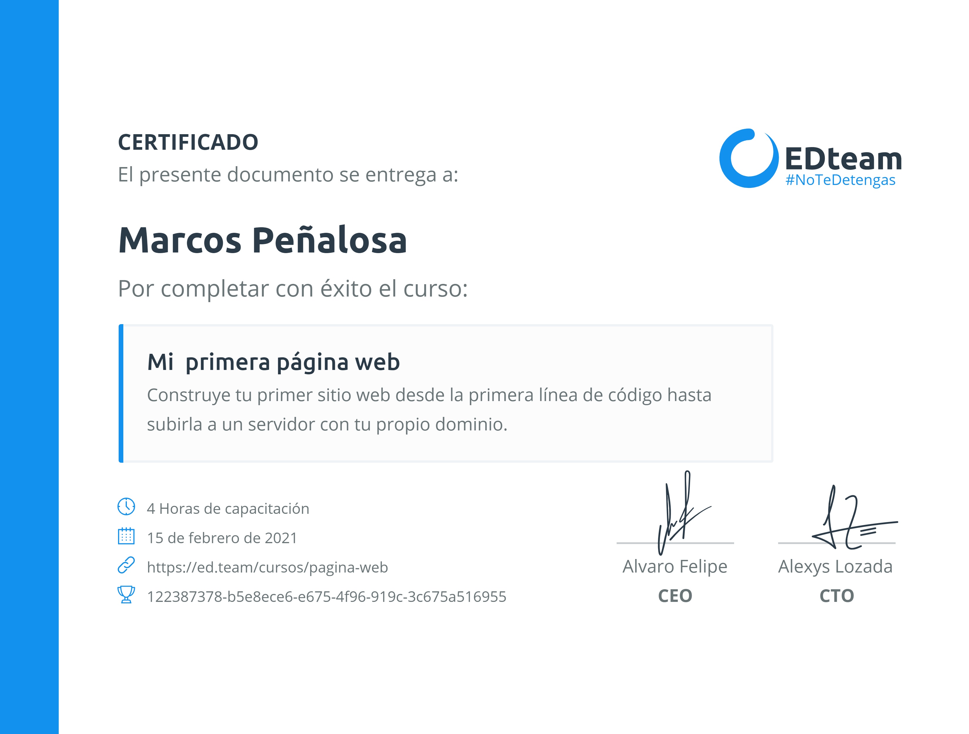 Certificado de curso