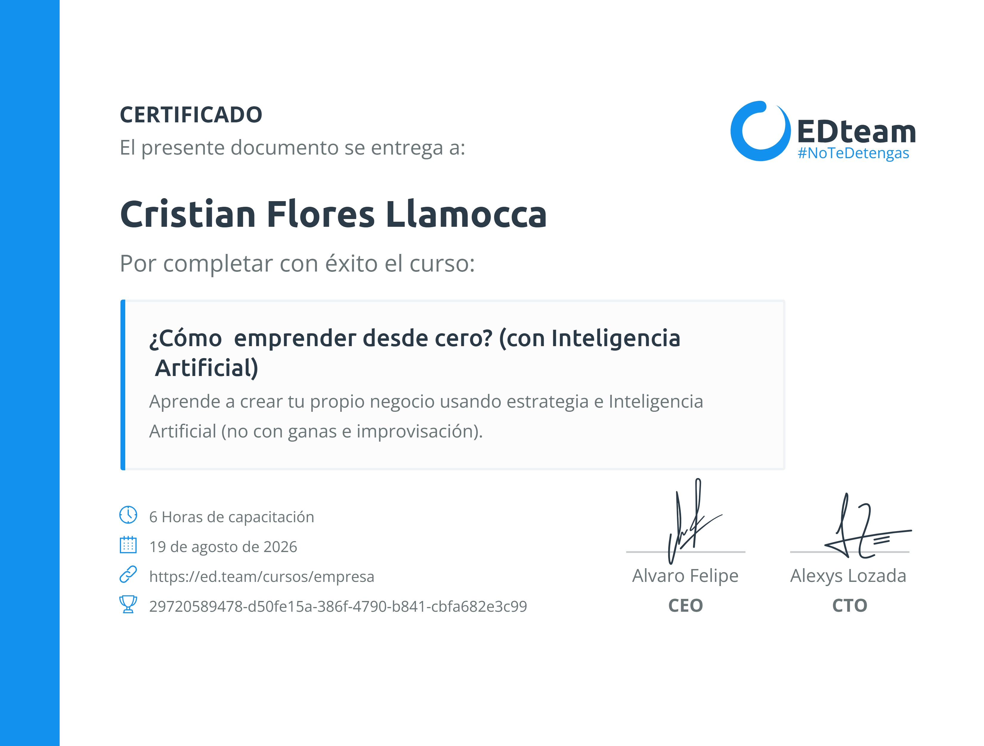 Certificado de curso