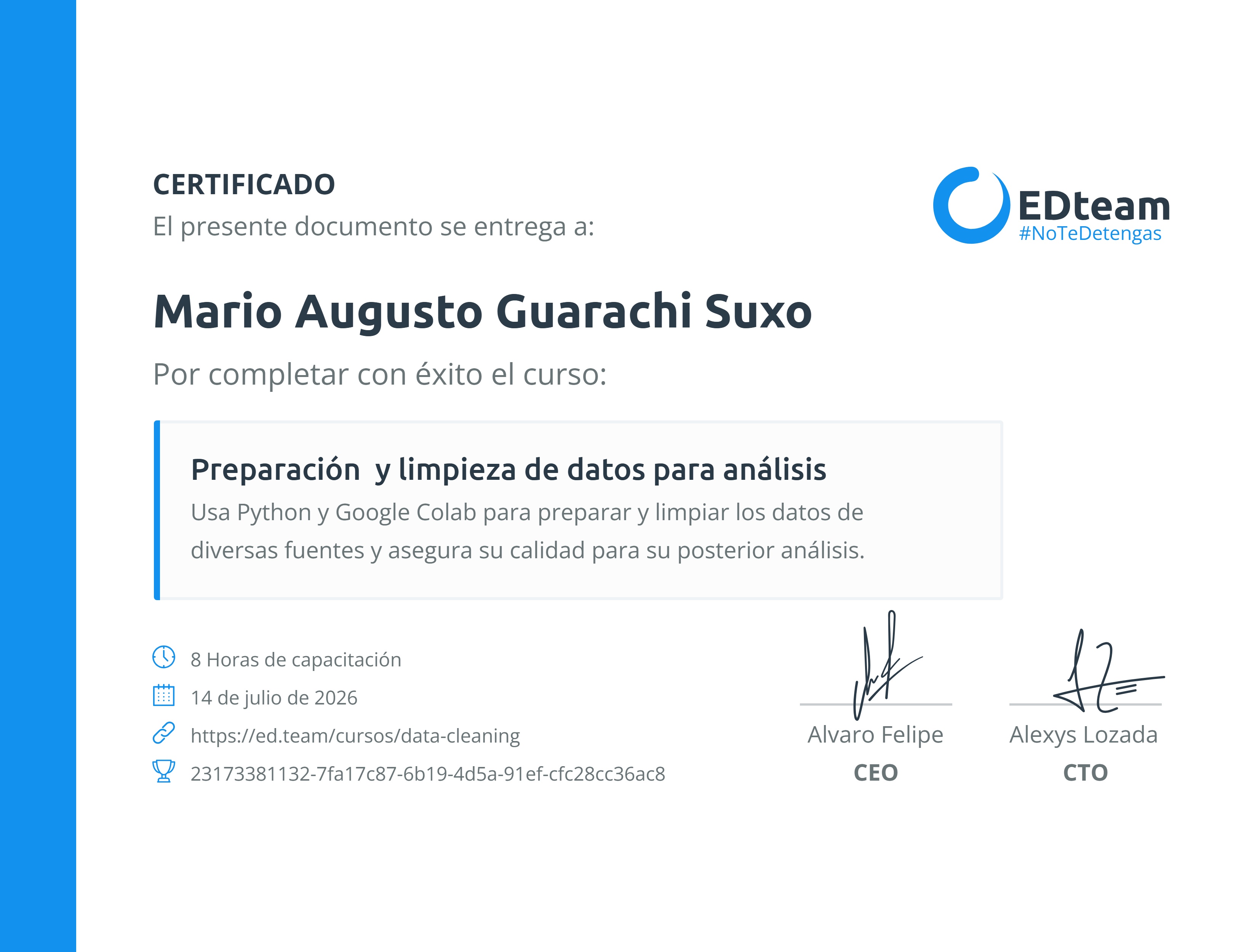 Certificado de curso