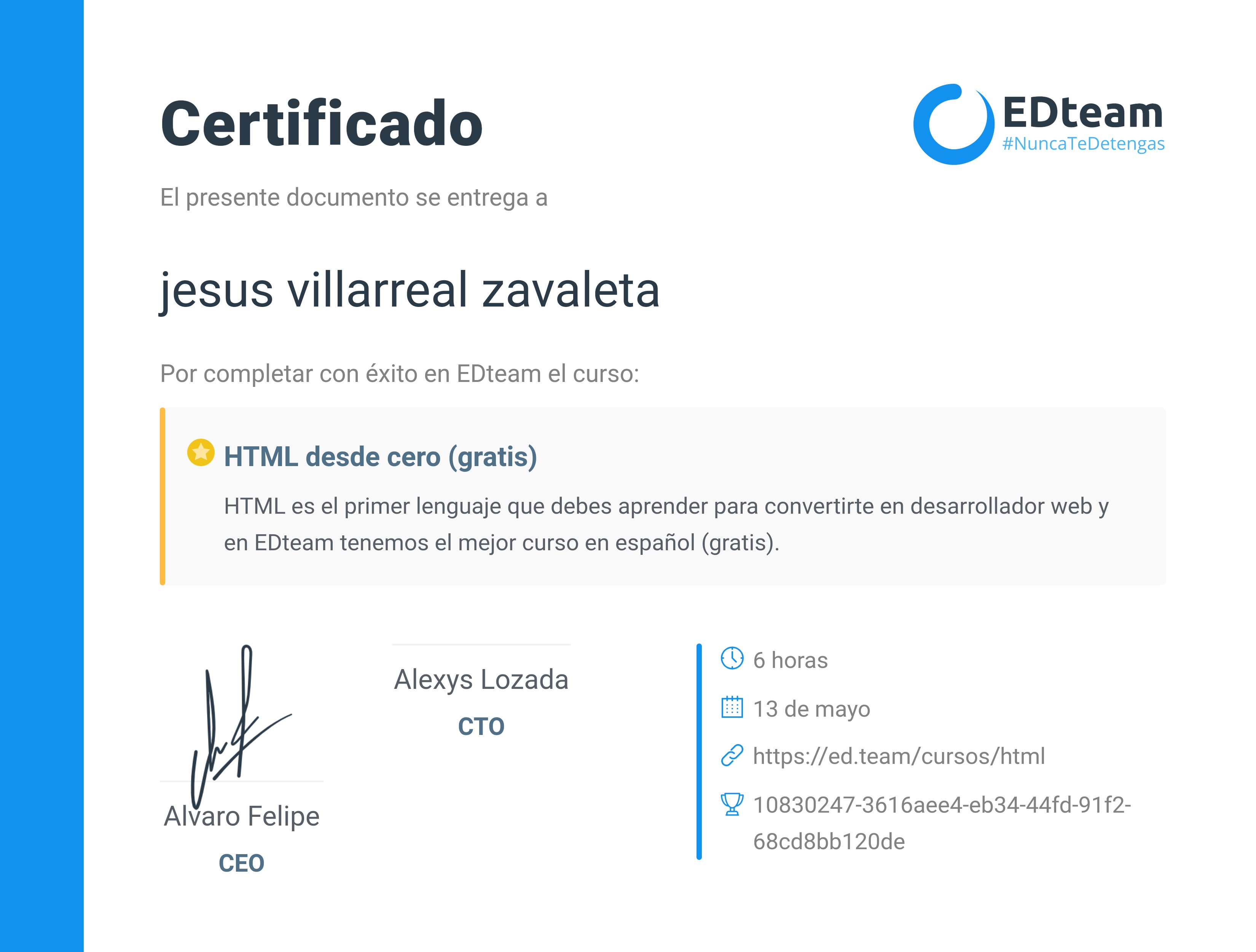 Certificado de curso
