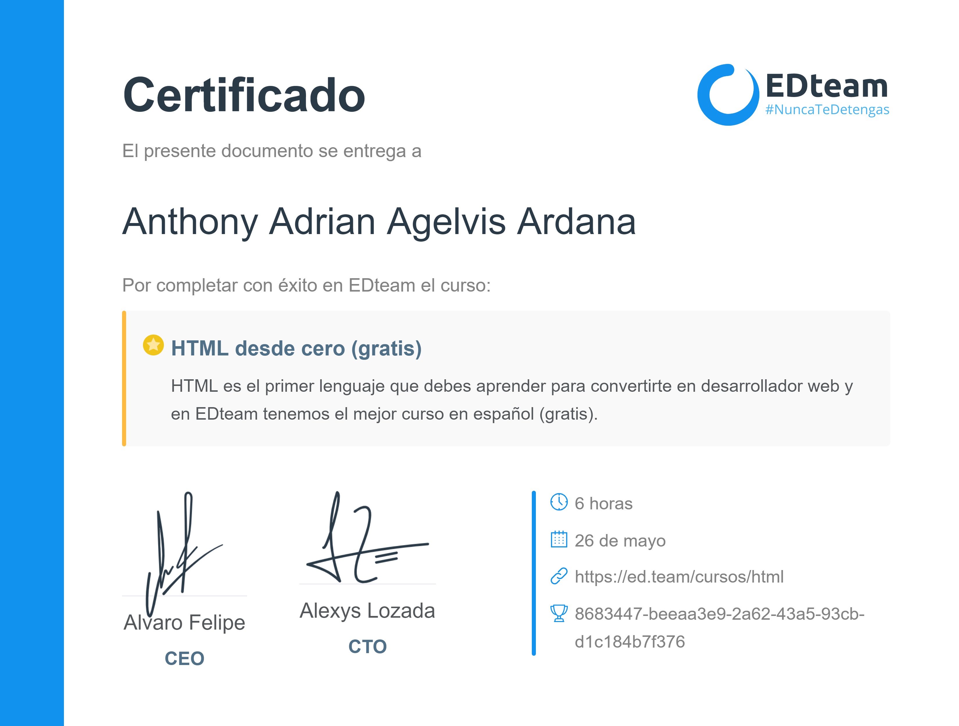 Certificado de curso