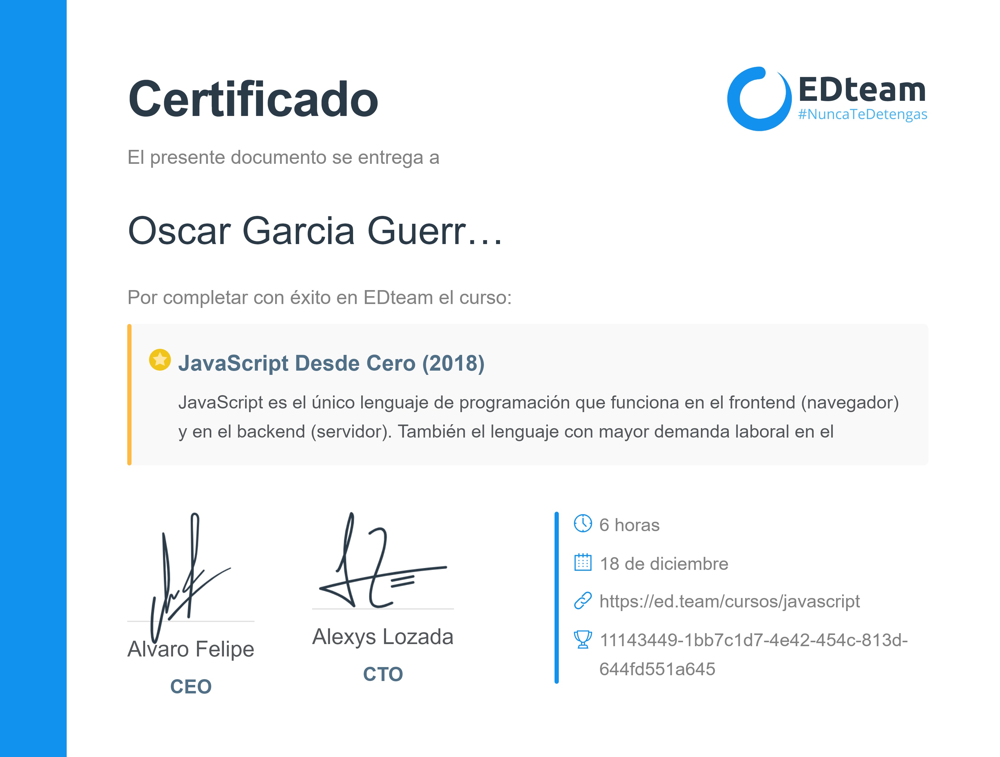 Certificado de curso