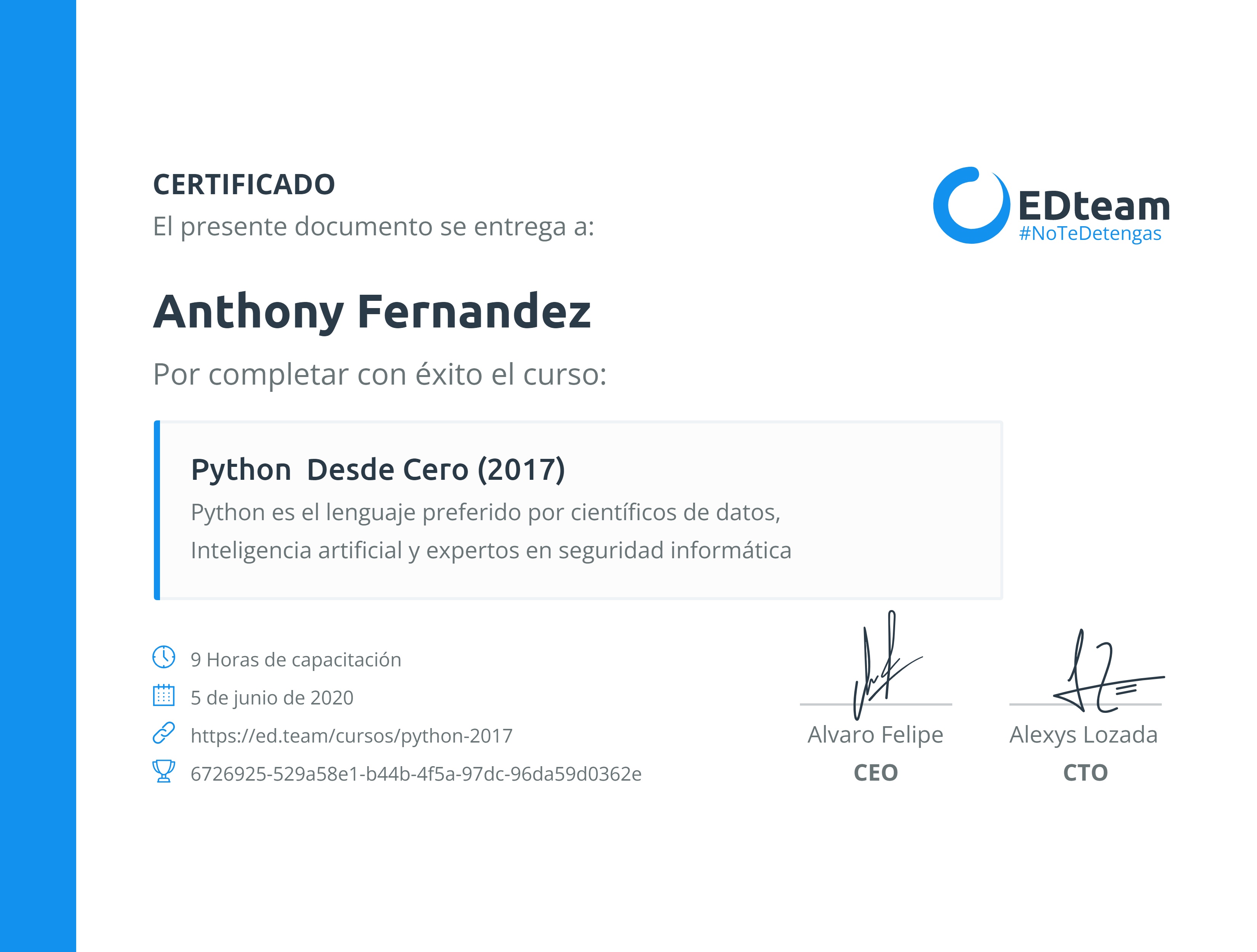 Certificado de curso