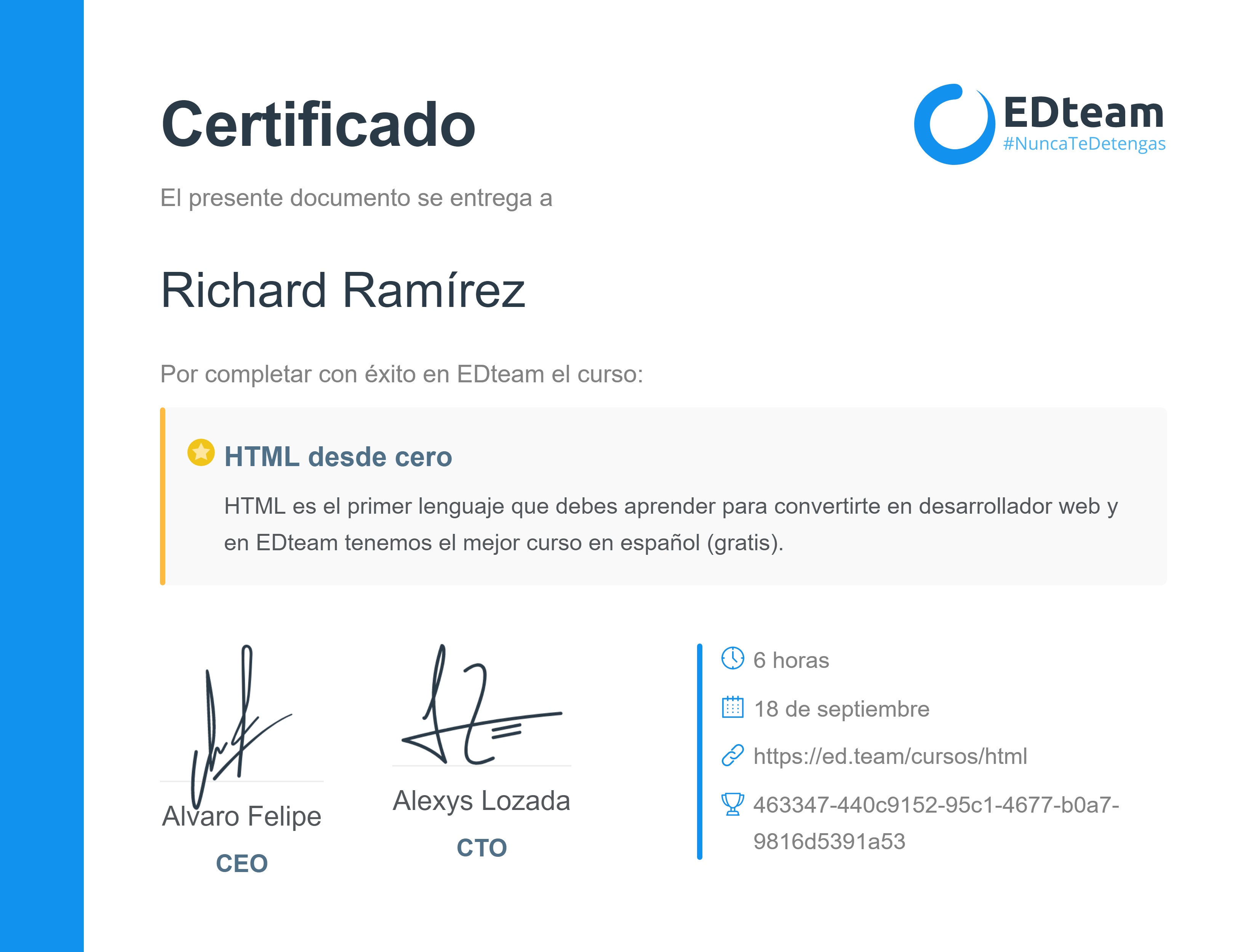 Certificado de curso