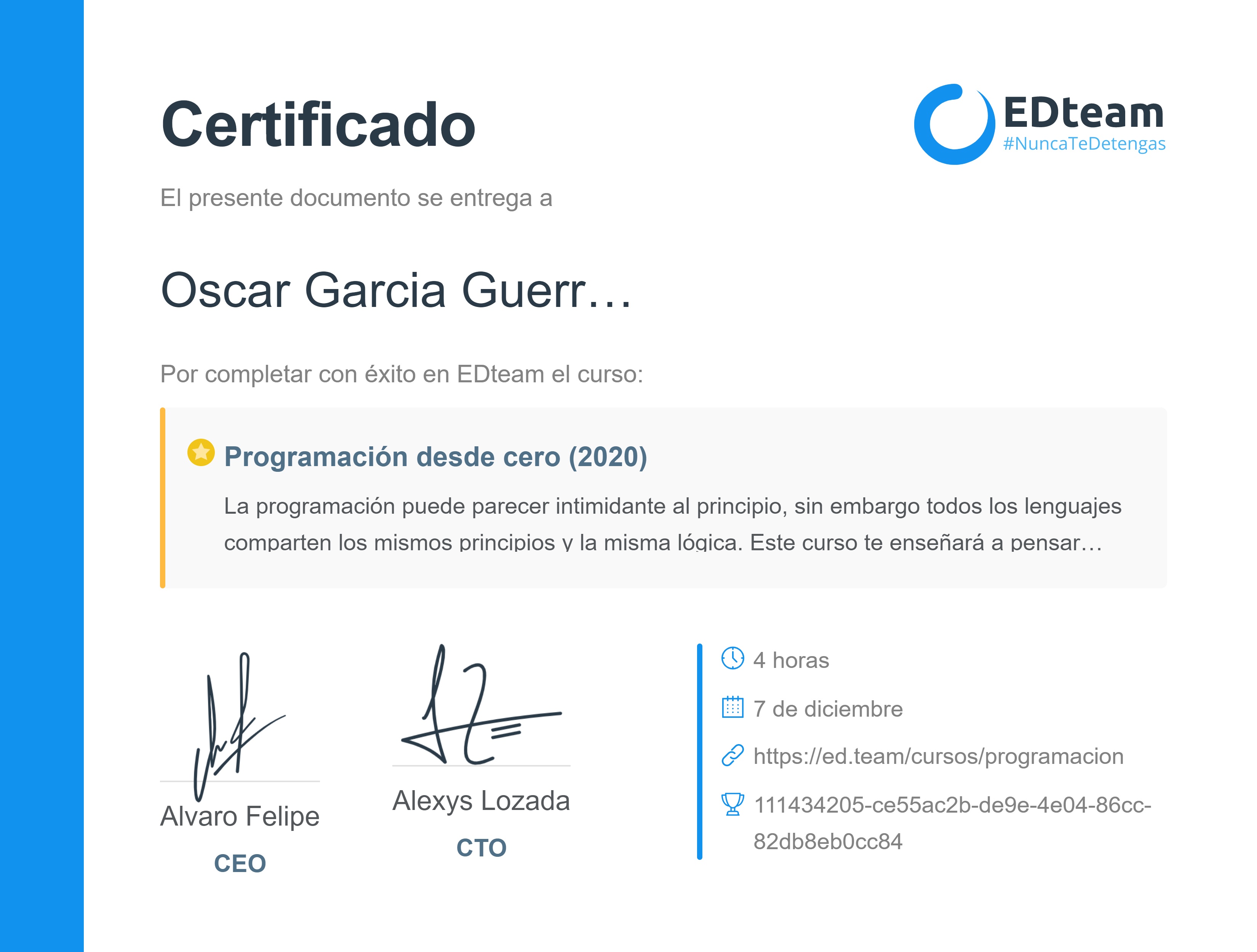 Certificado de curso