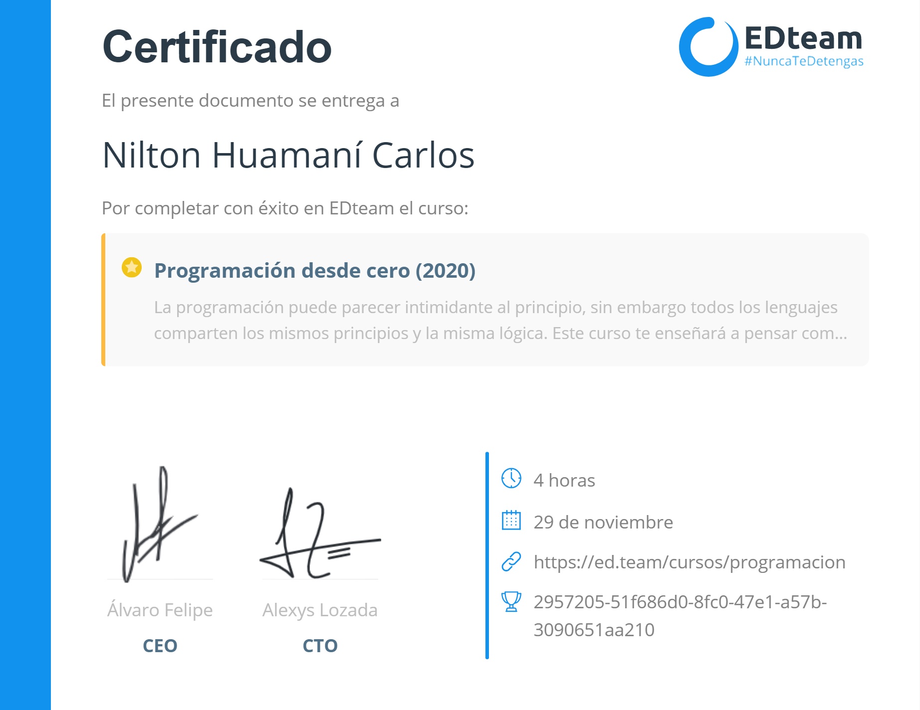 Certificado de curso