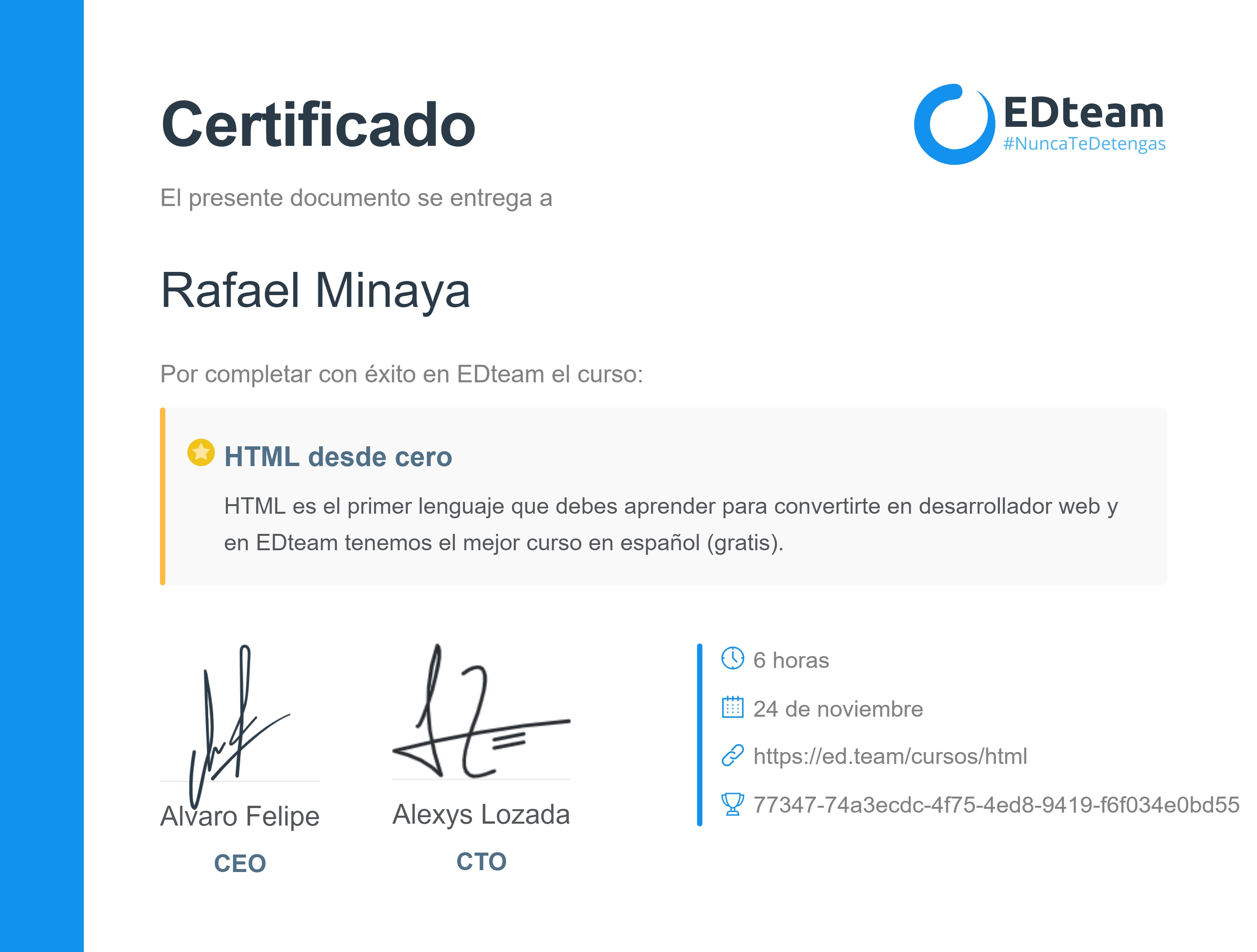 Certificado de curso