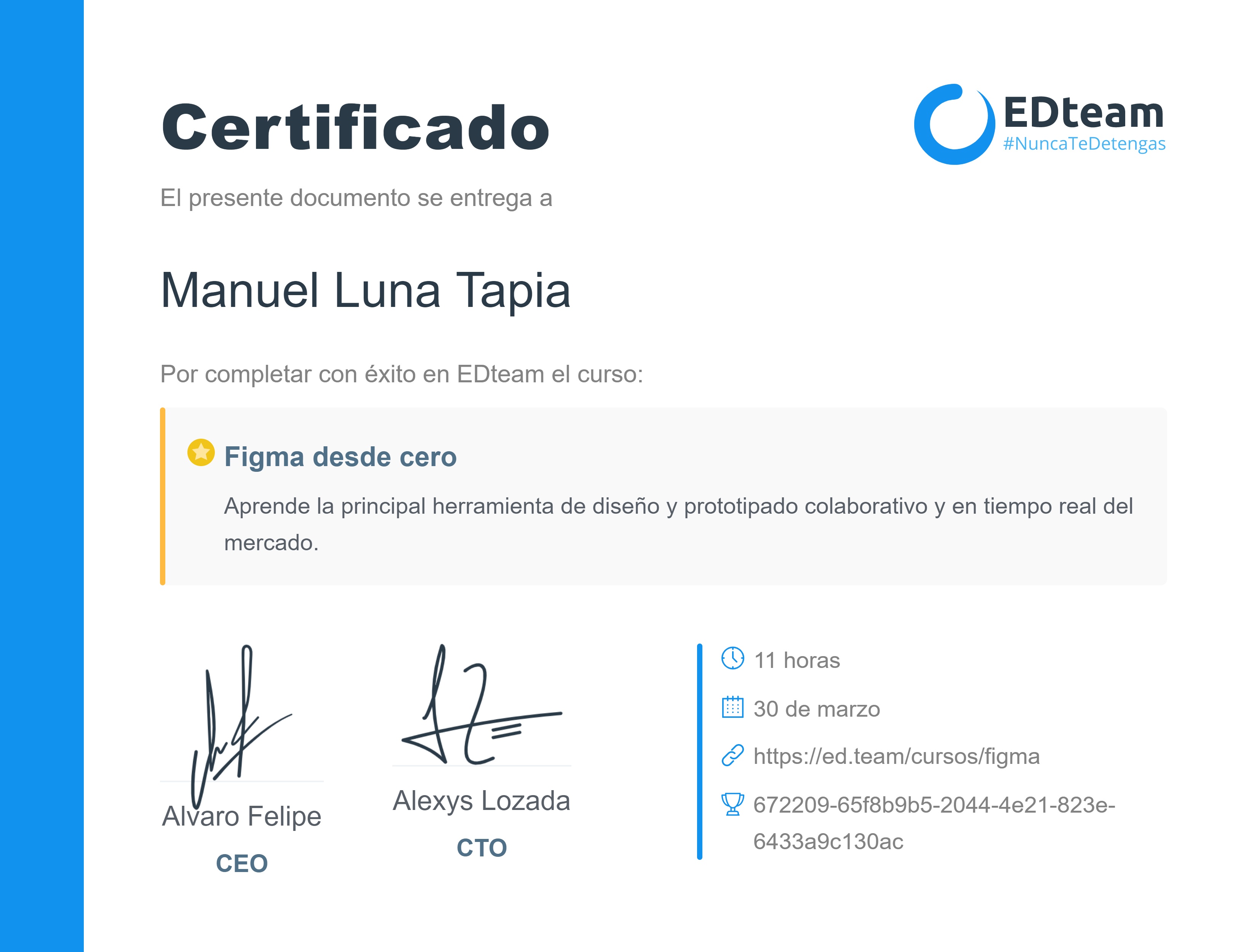 Certificado de Jose Manuel del curso Figma desde cero (2019)