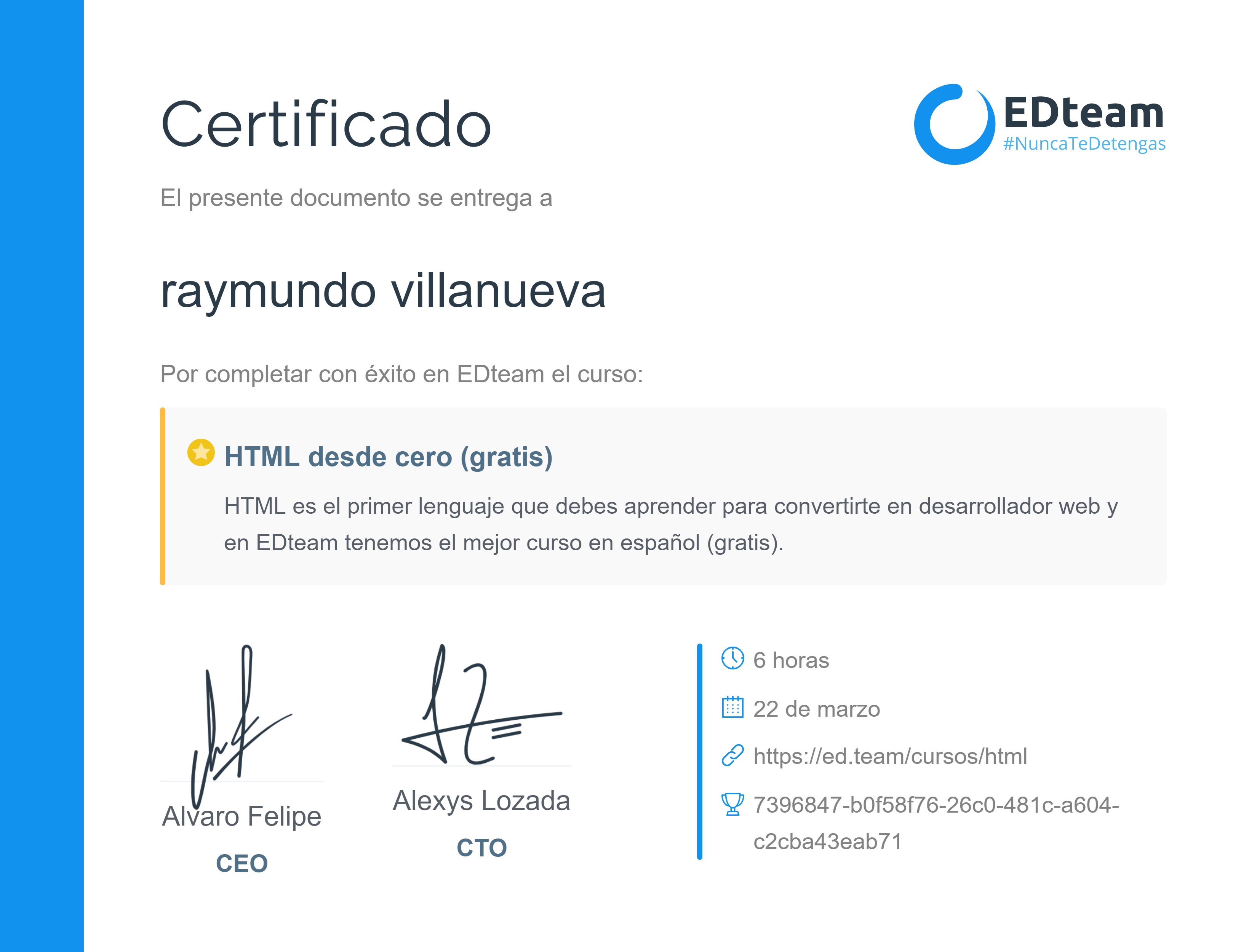 Certificado de curso