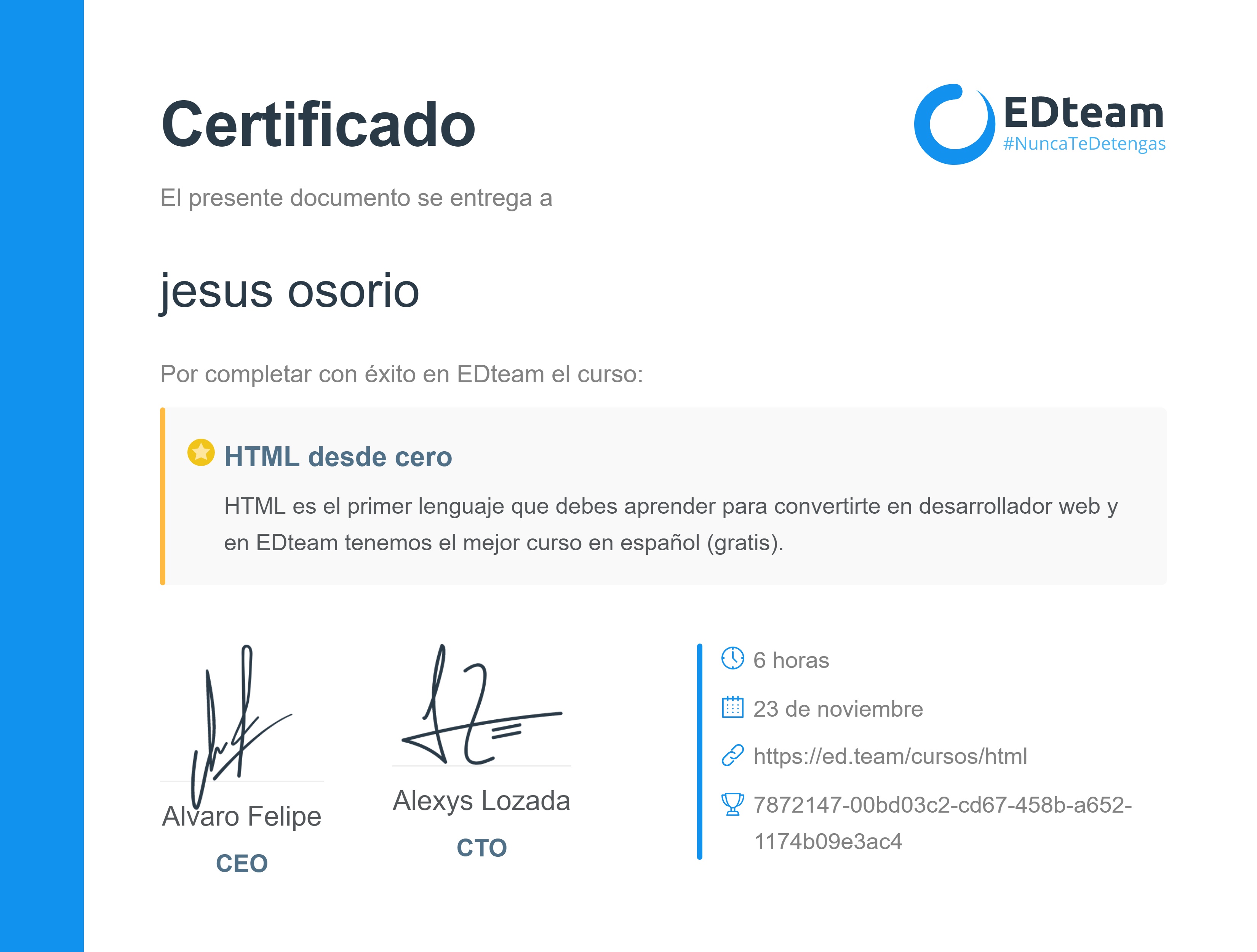 Certificado de curso