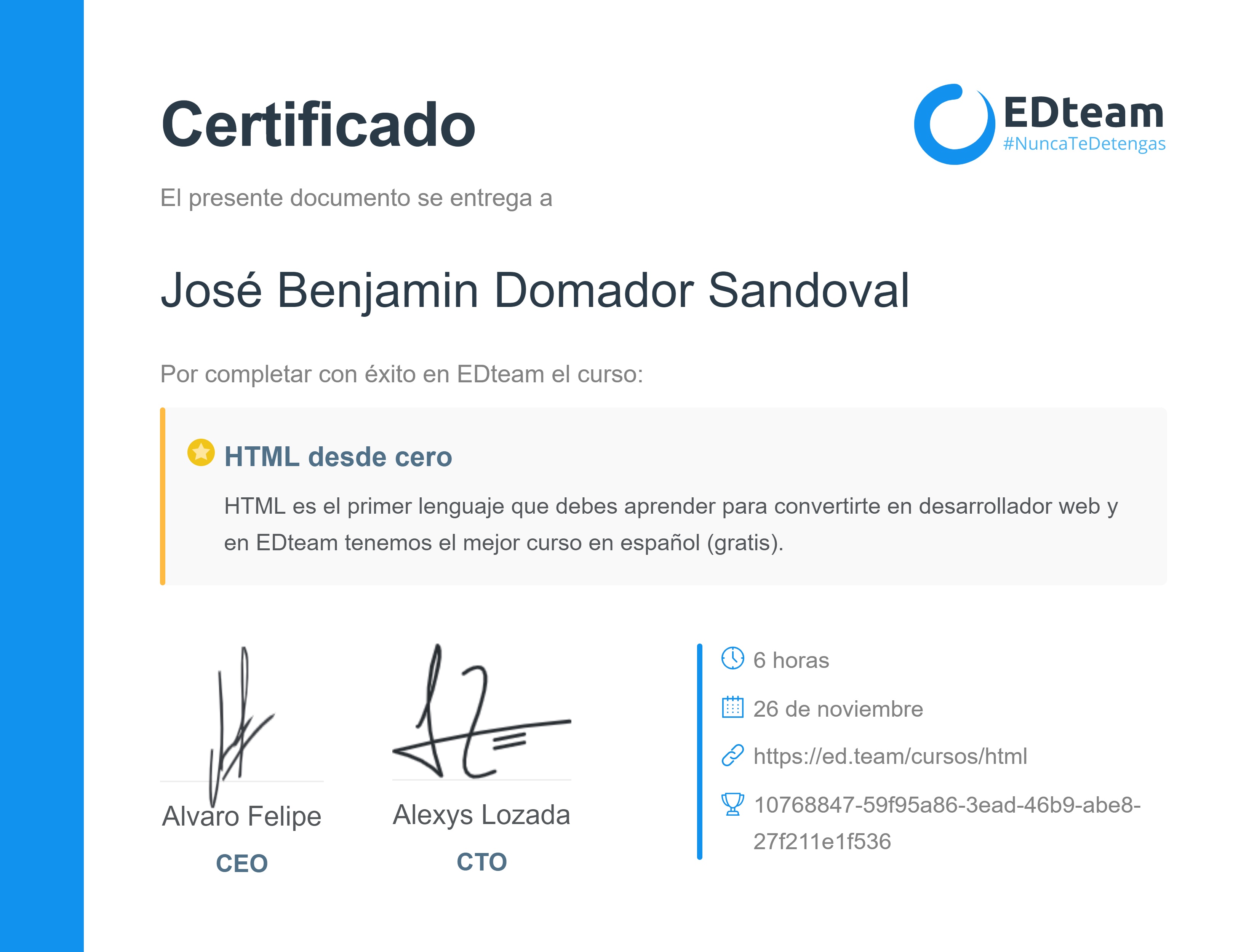 Certificado de curso