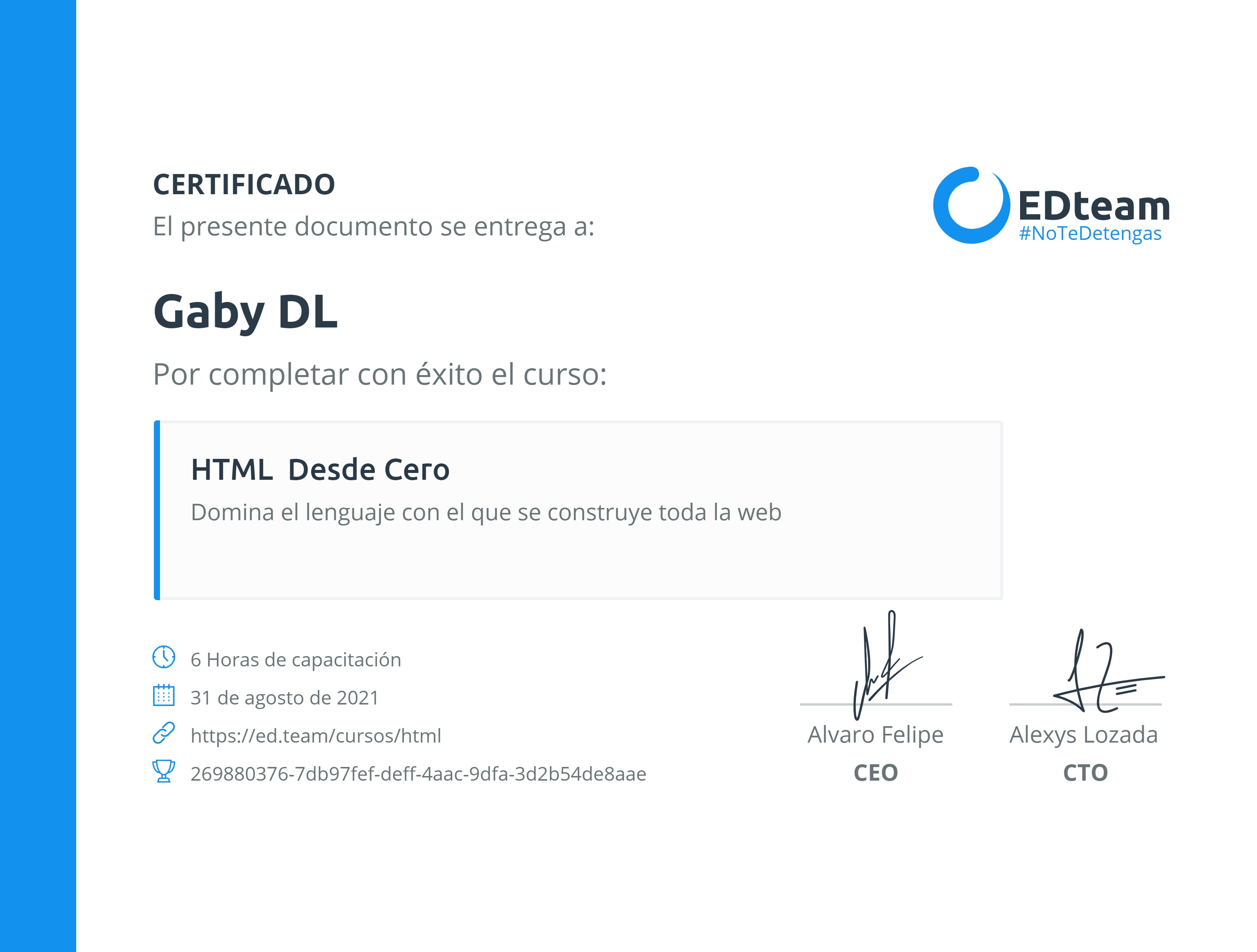 Certificado de curso