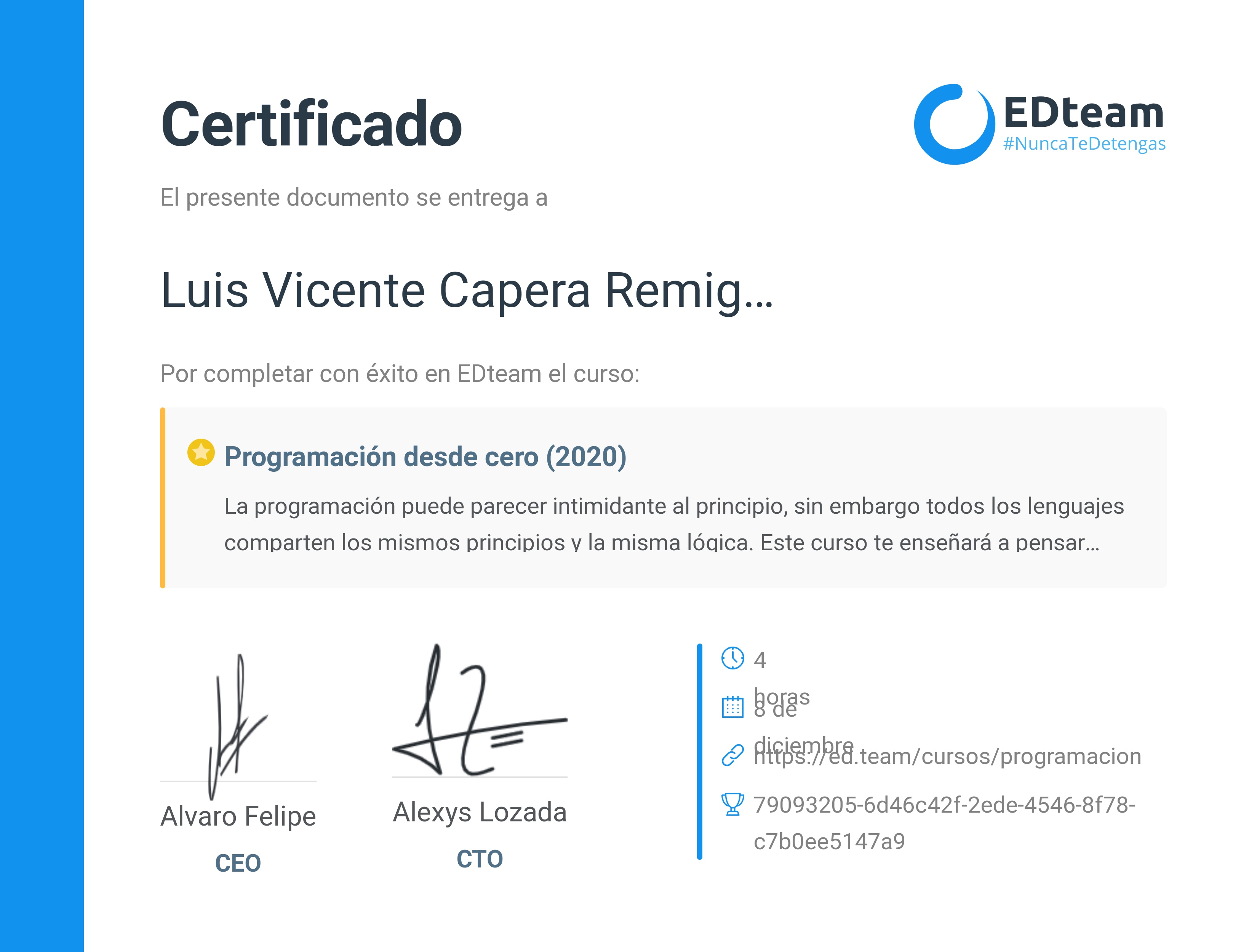 Certificado de curso