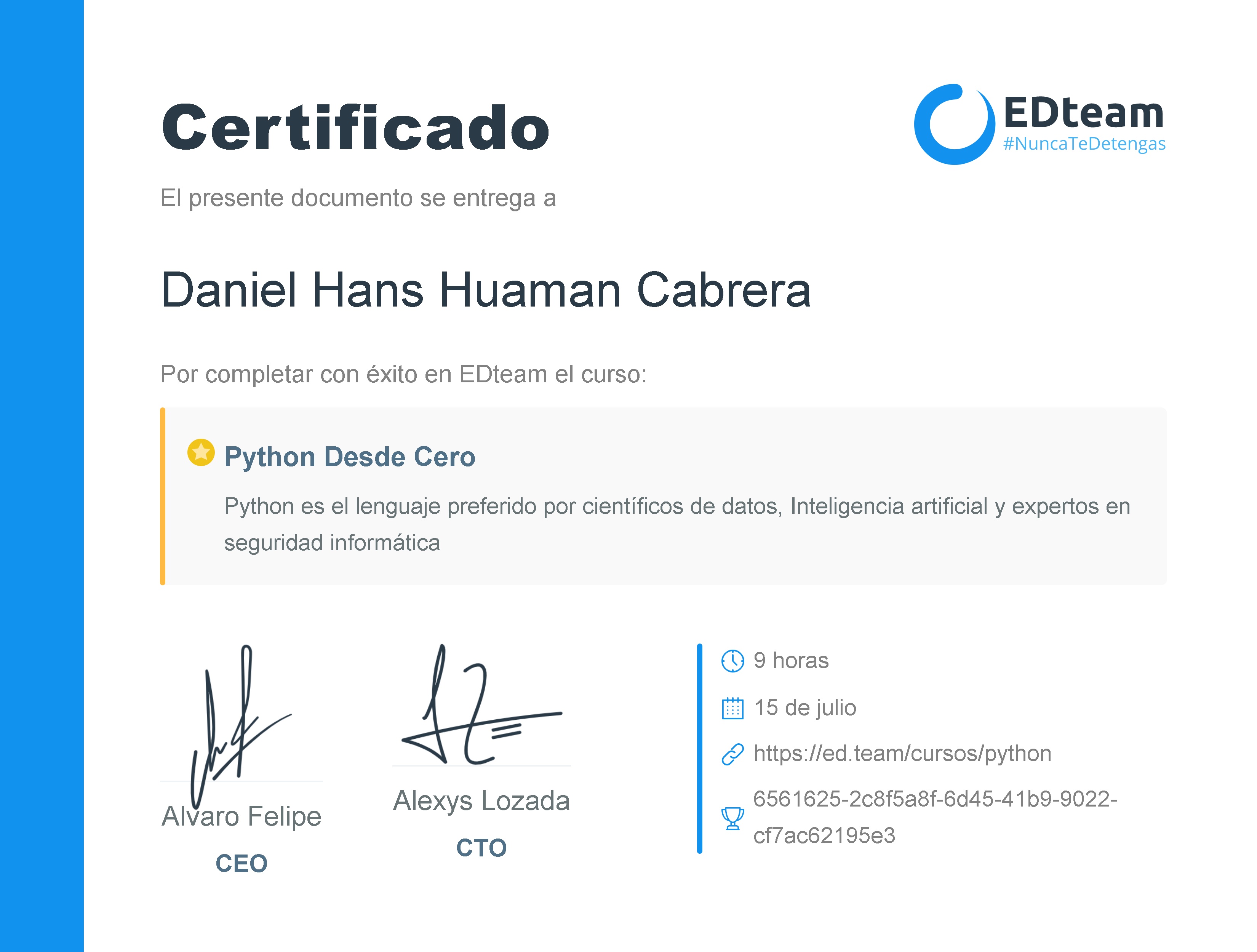 Certificado de curso