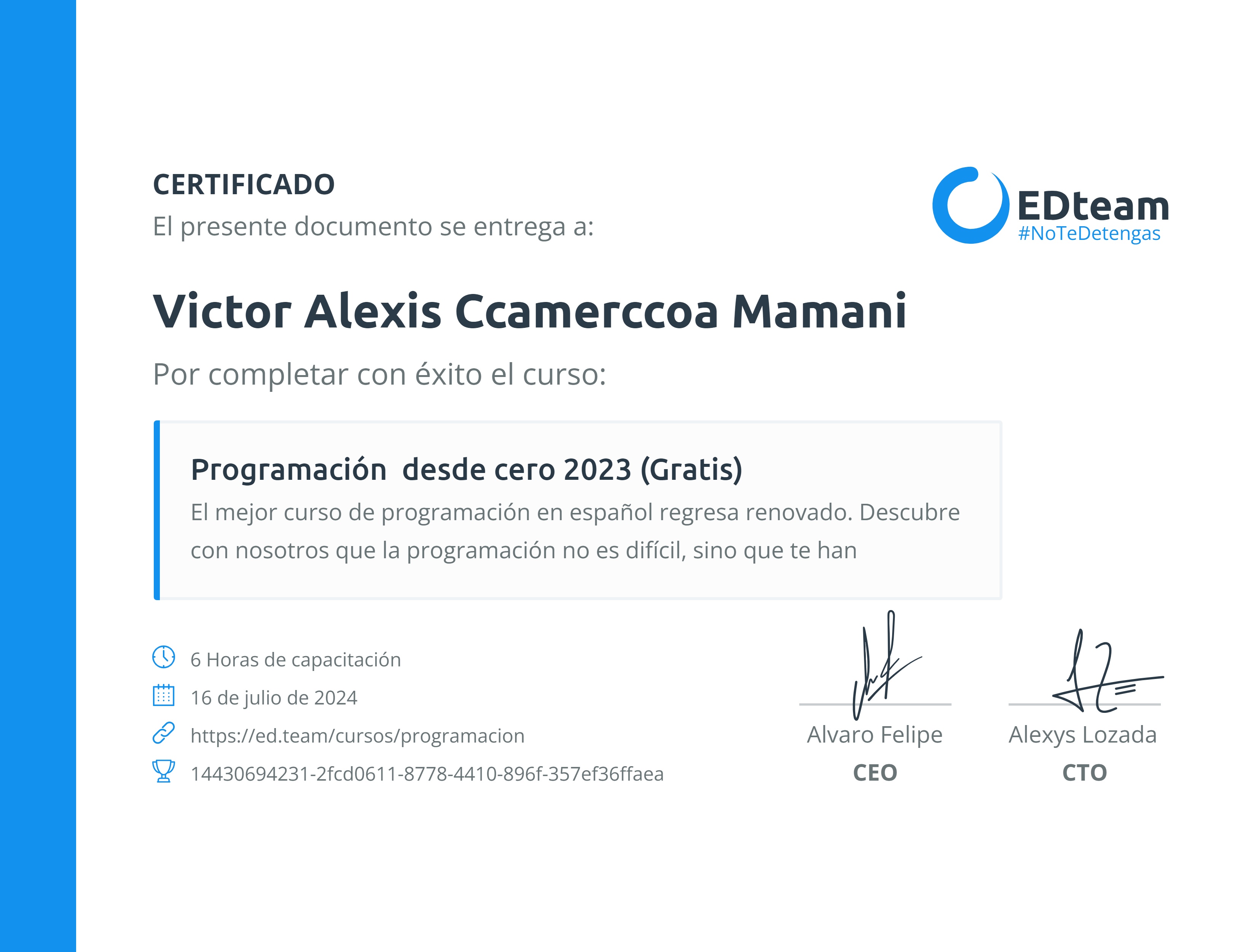 Certificado de curso