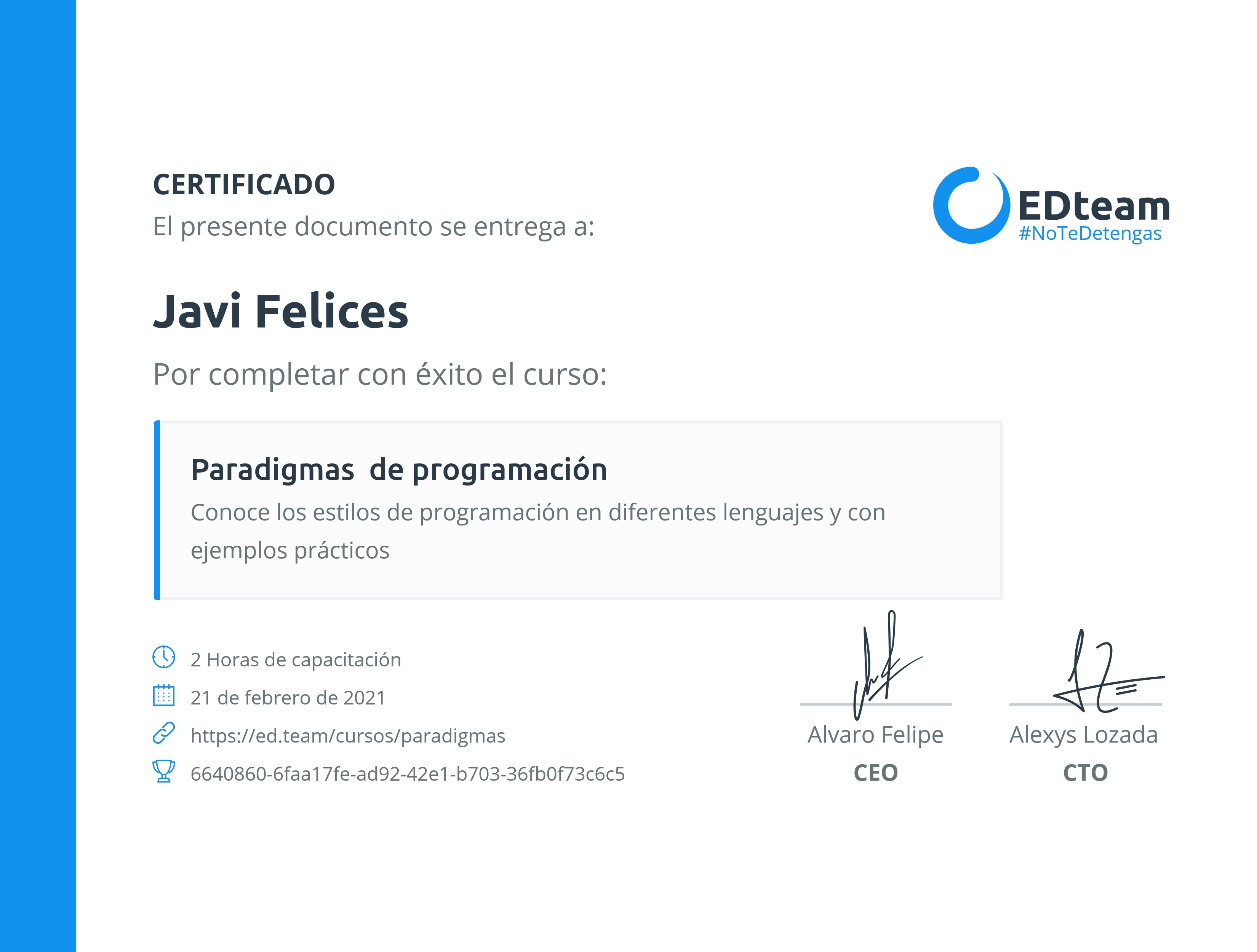 Certificado de curso