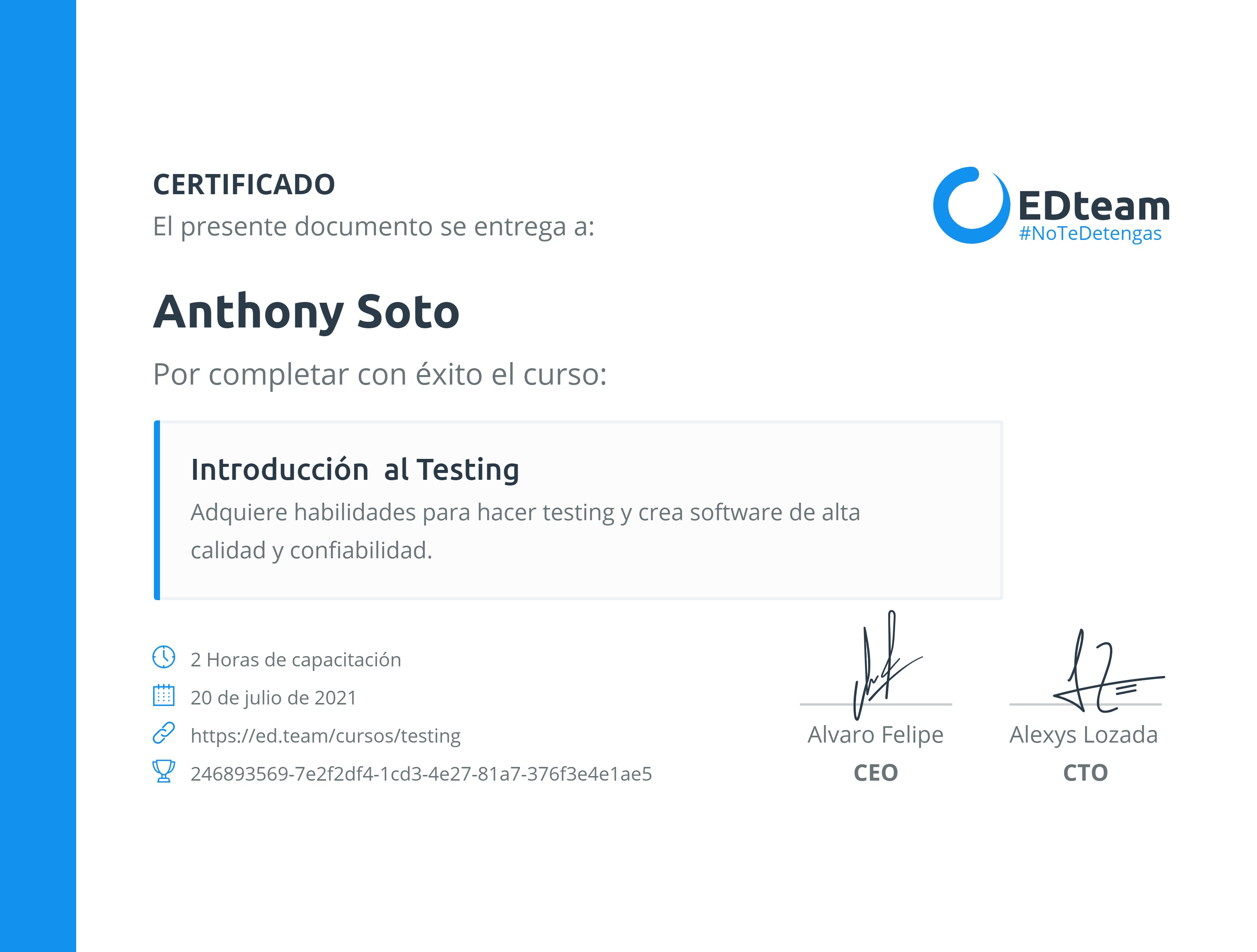 Certificado de curso