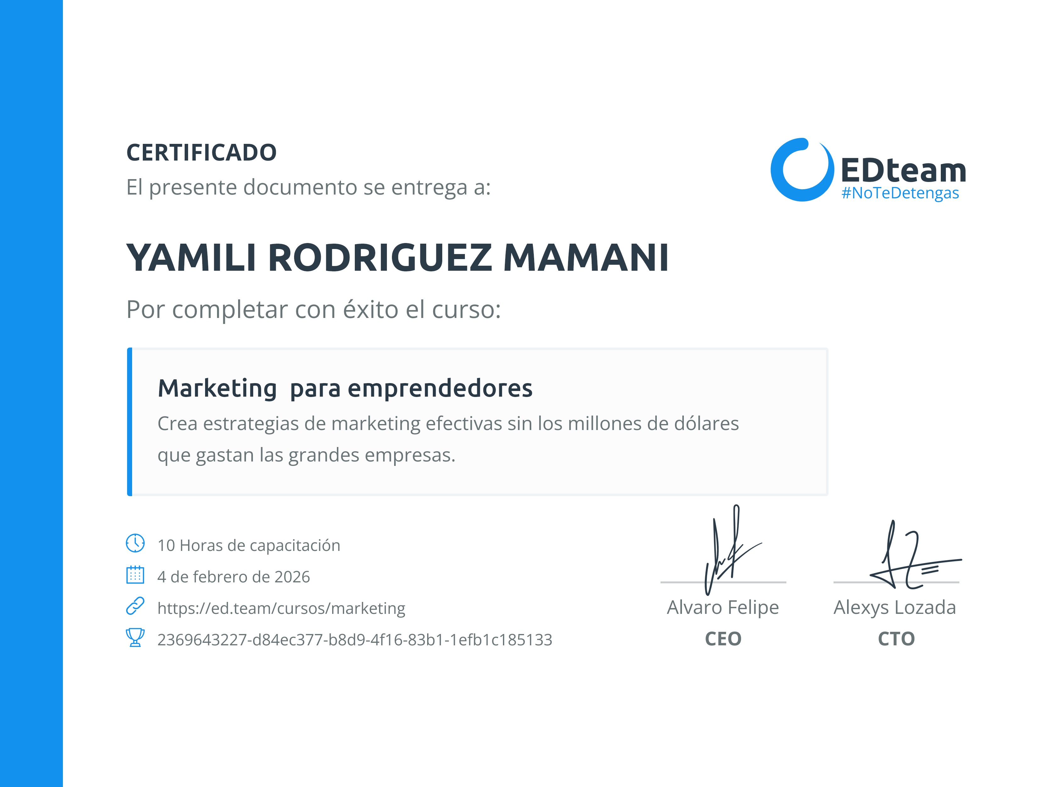 Certificado de curso