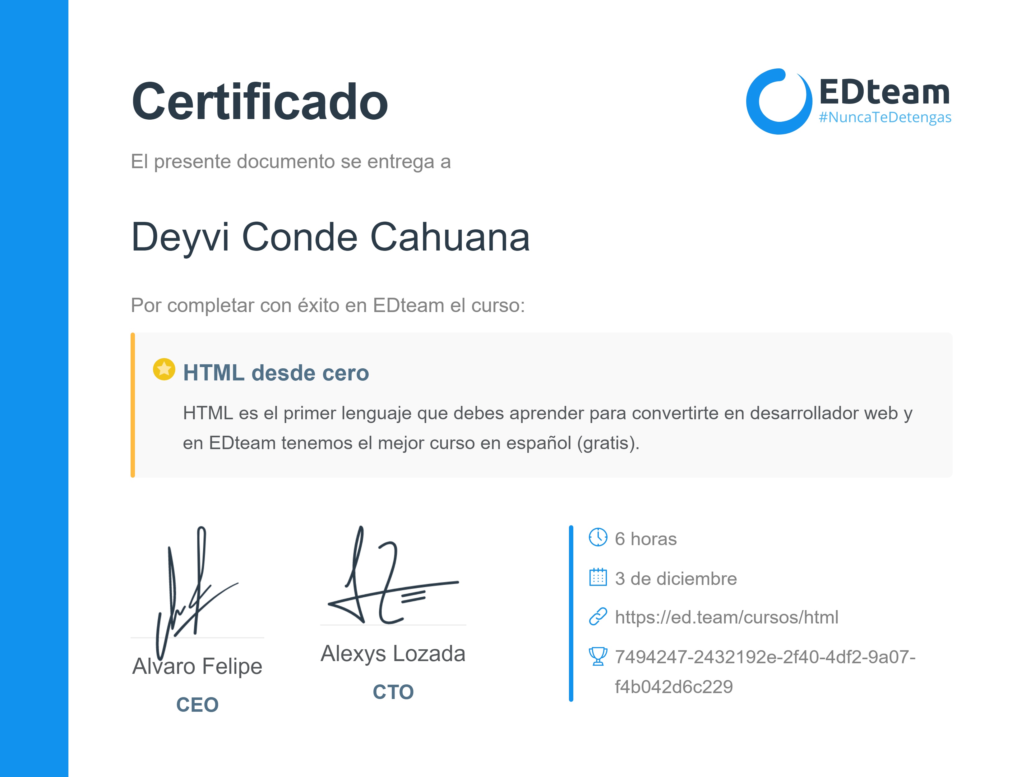 Certificado de curso