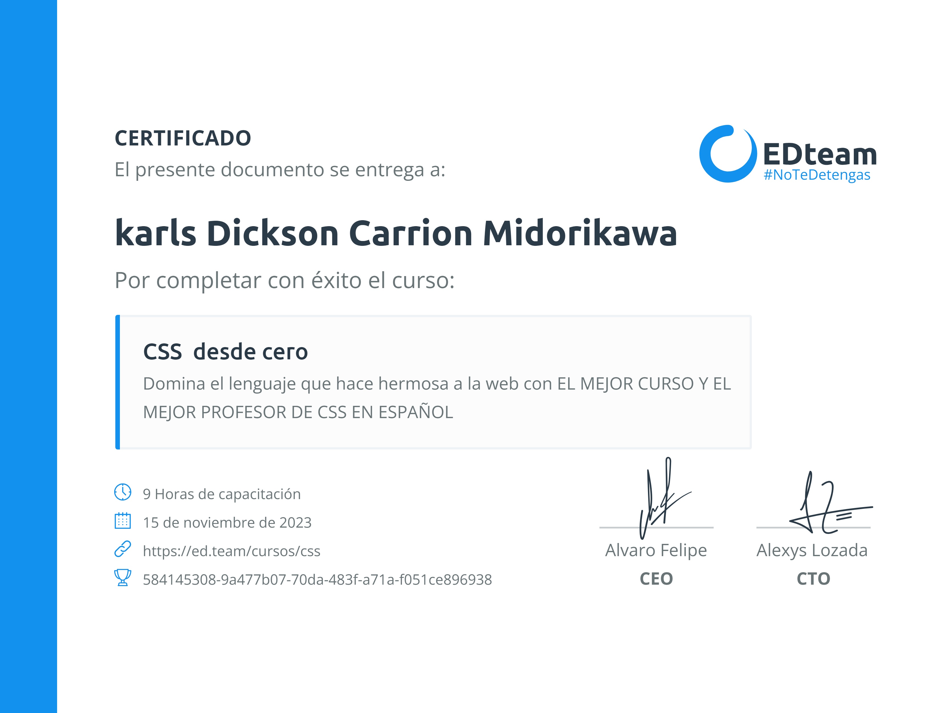 Certificado de curso