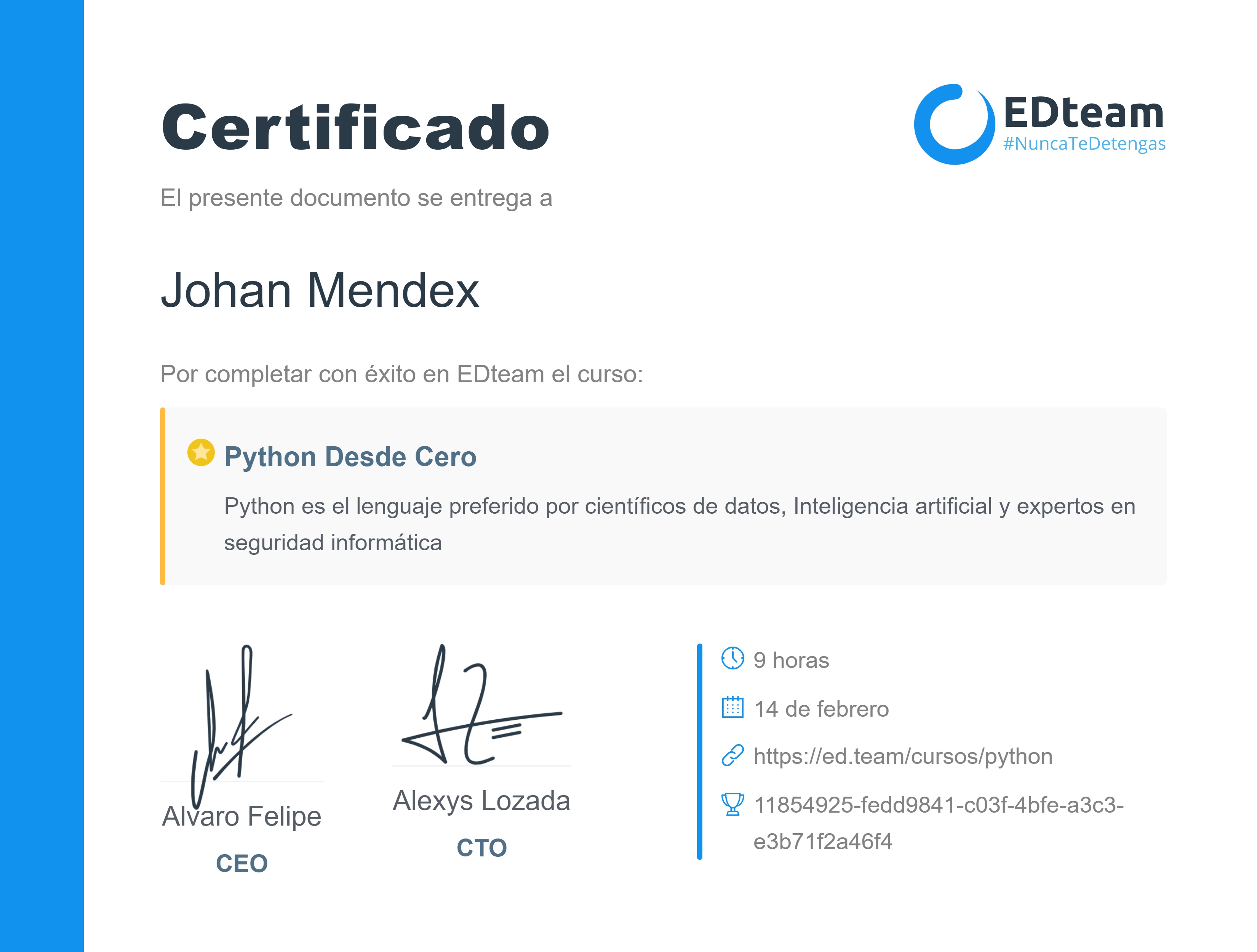 Certificado de curso