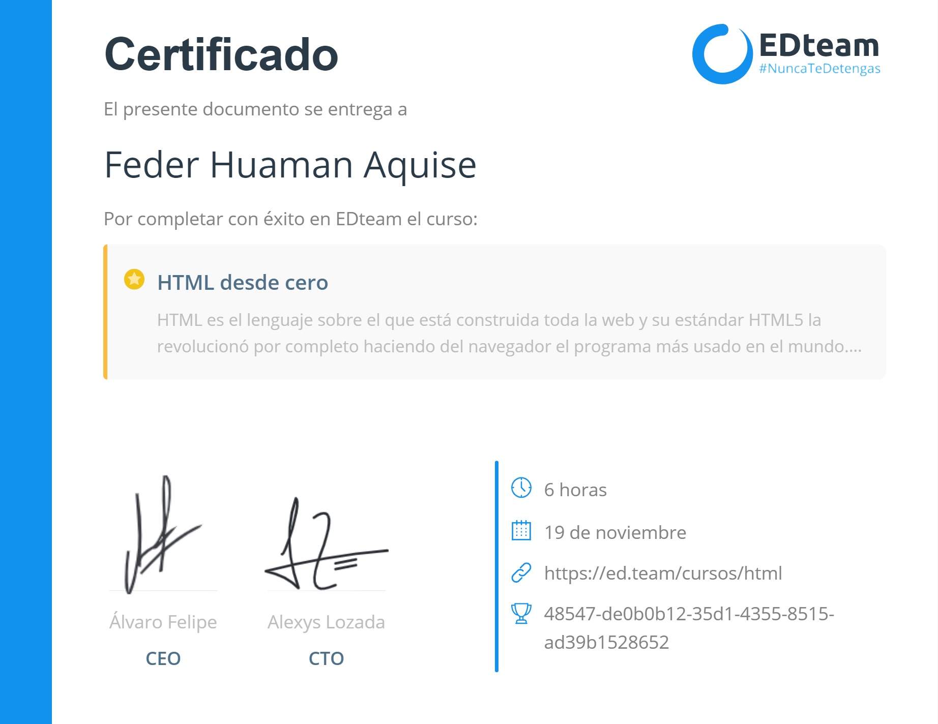 Certificado de curso