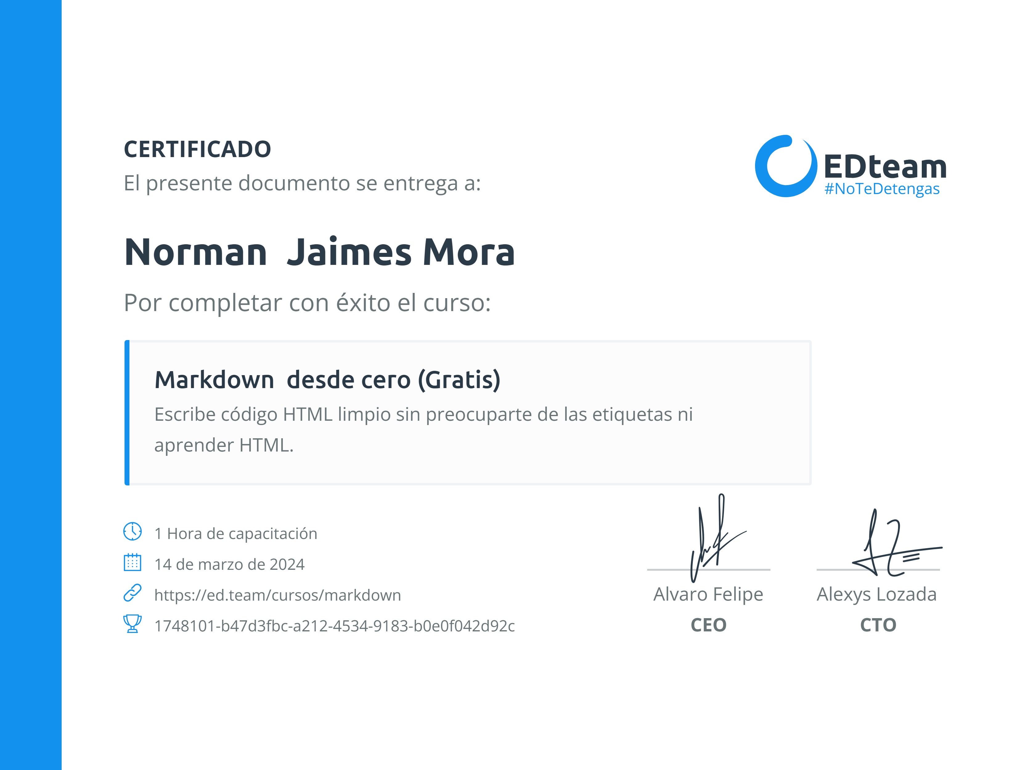 Certificado de curso