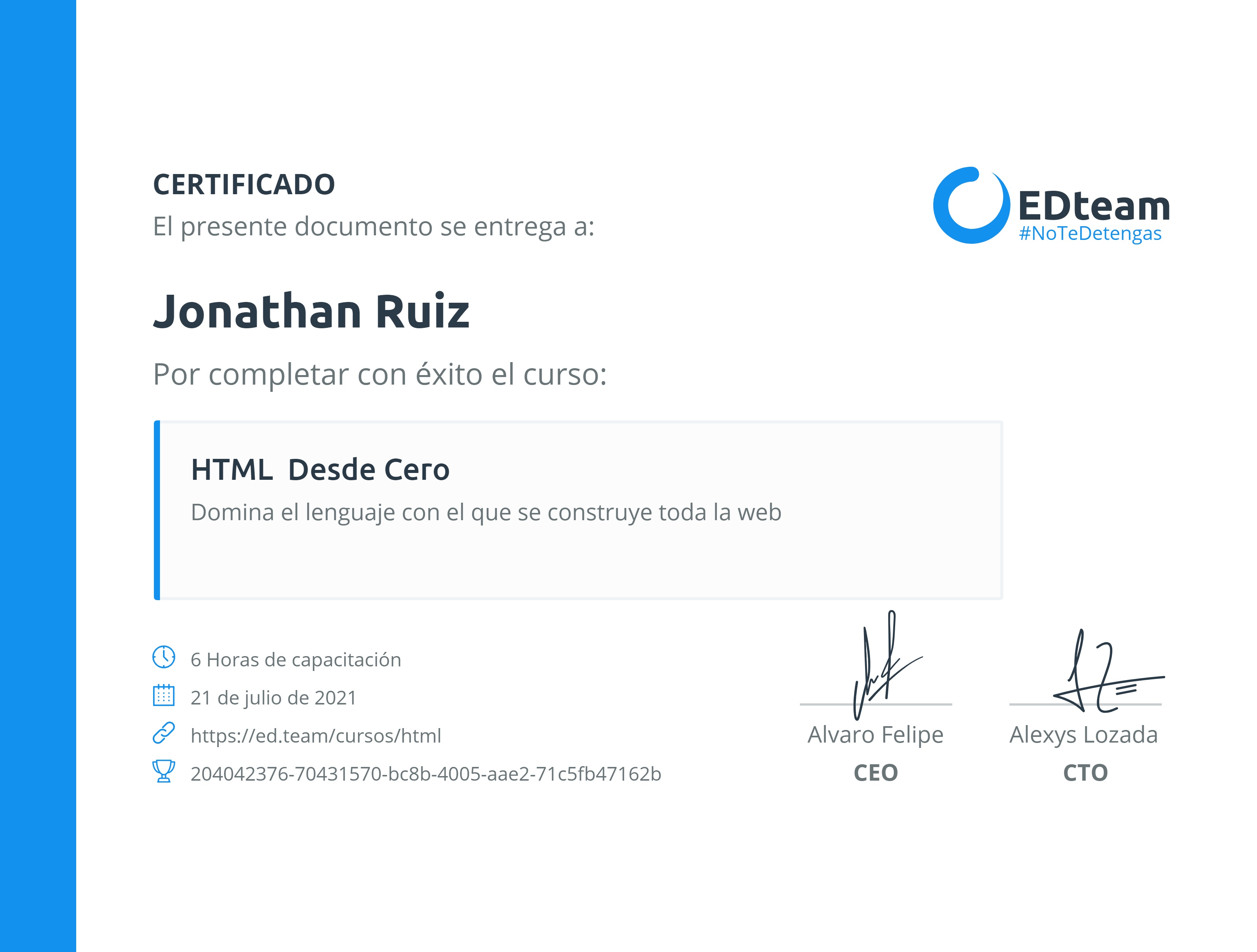 Certificado de curso