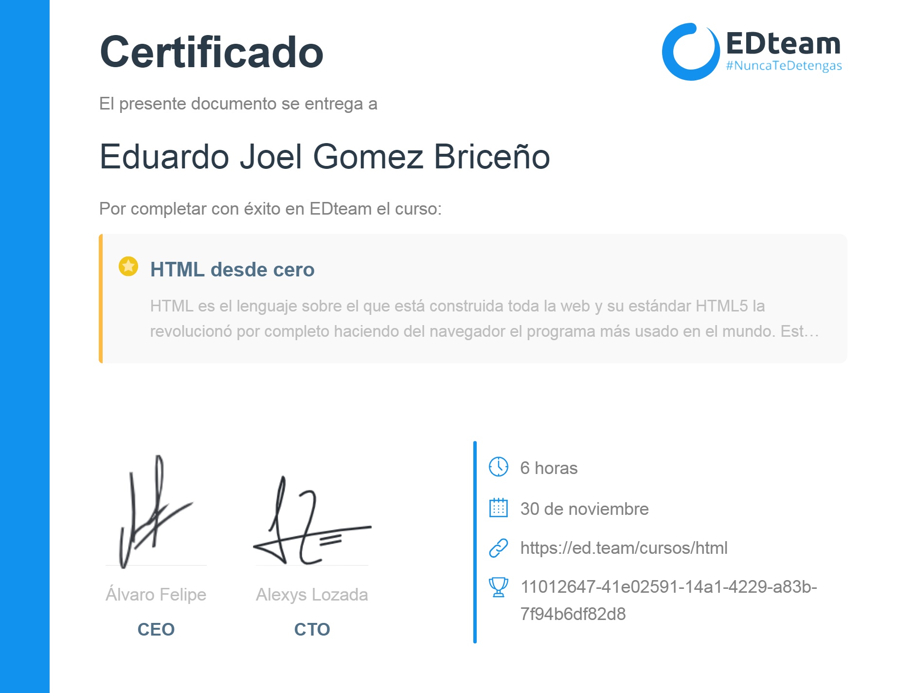 Certificado de curso