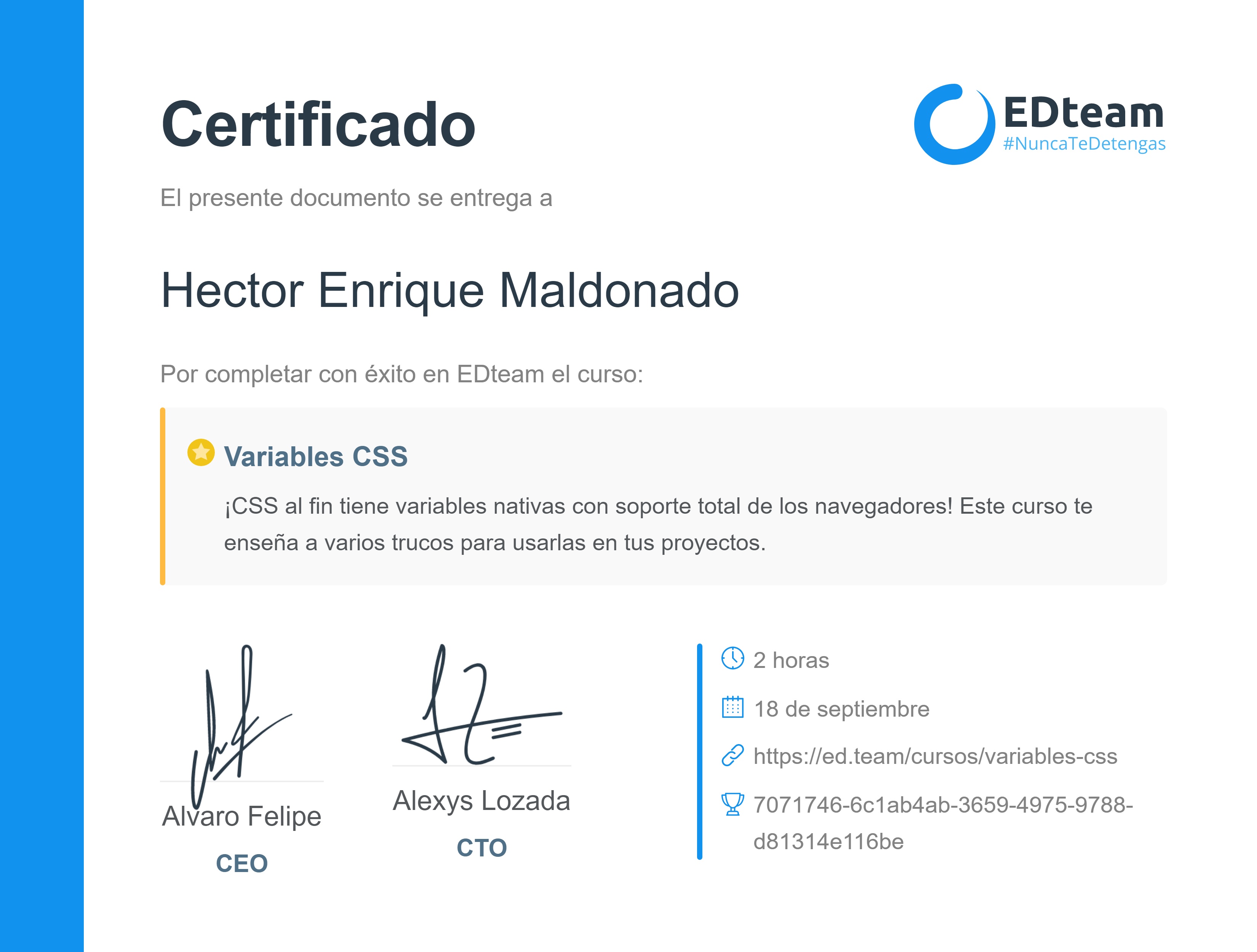 Certificado de curso