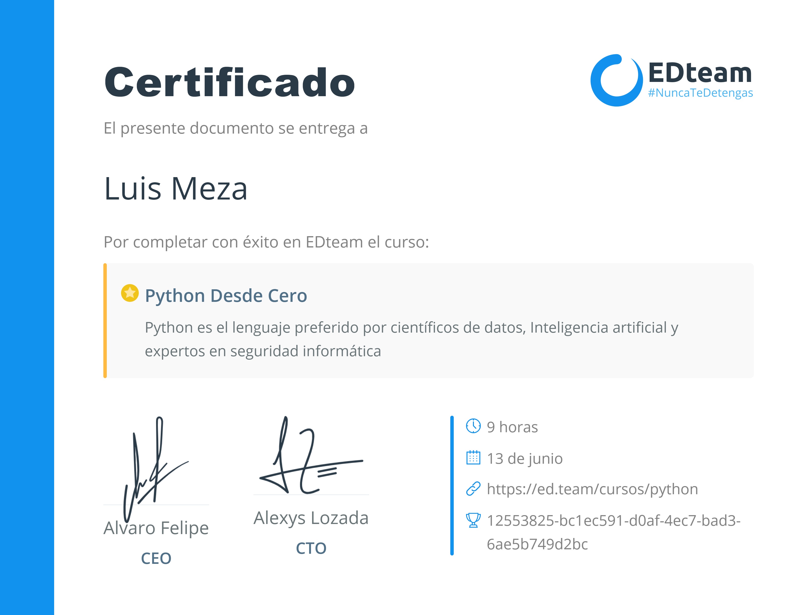 Certificado de curso