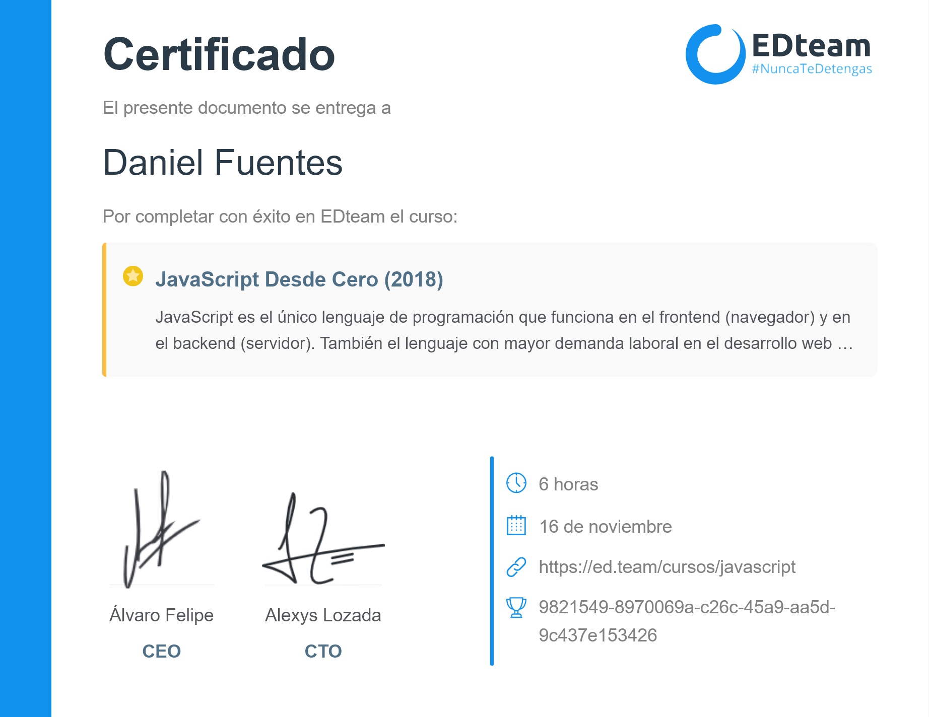 Certificado de curso