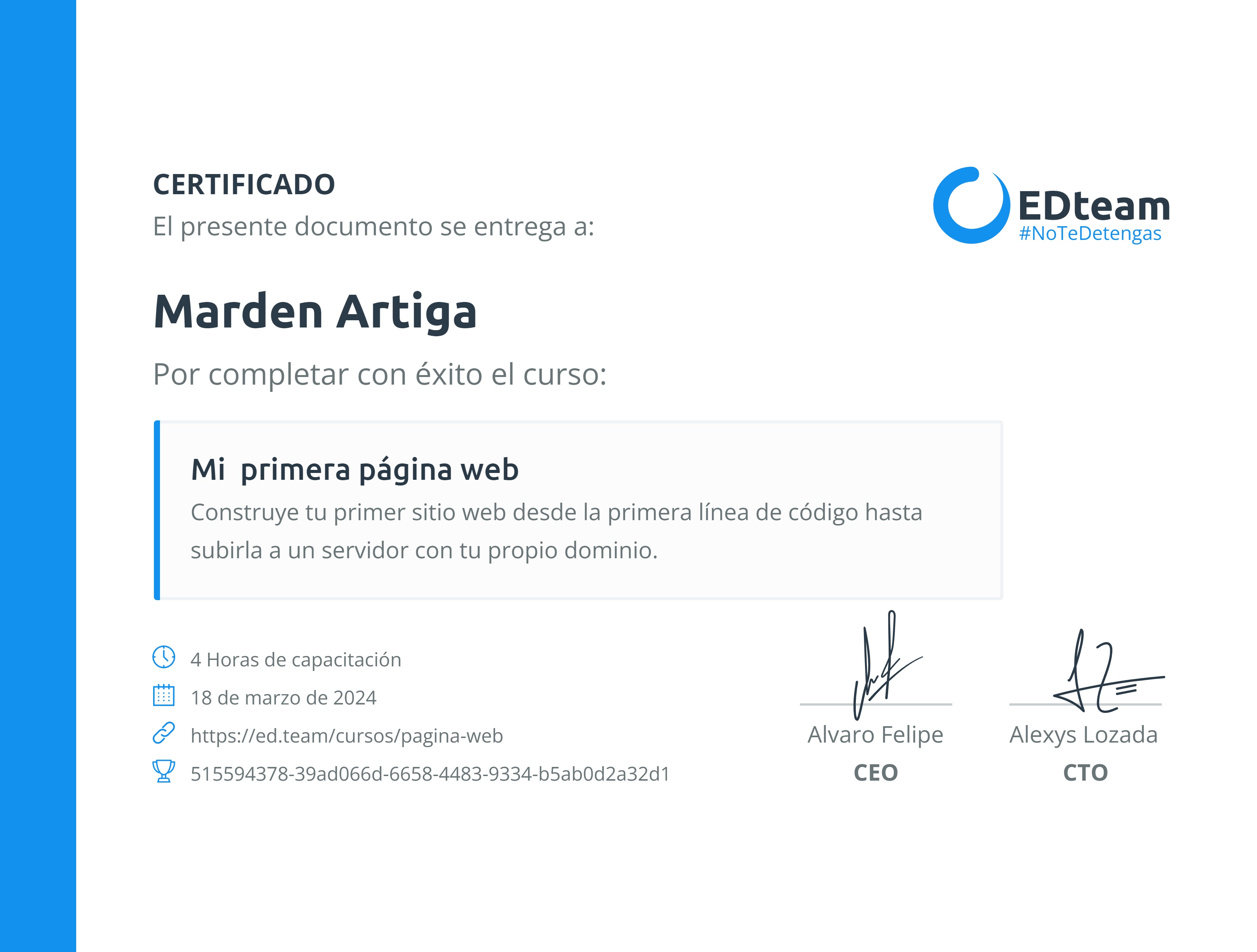 Certificado de curso