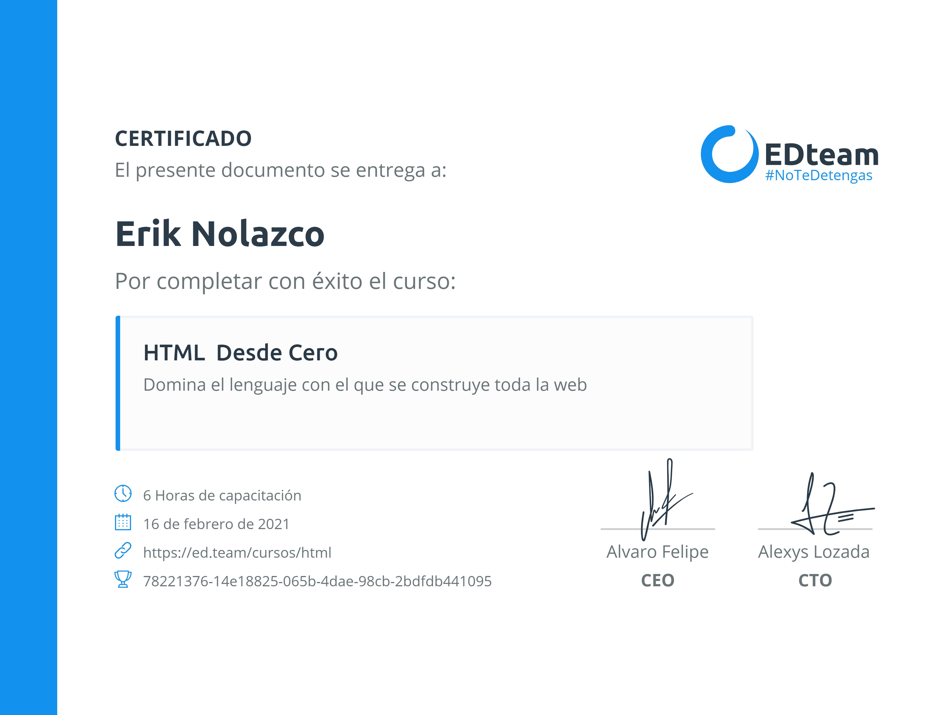 Certificado de curso