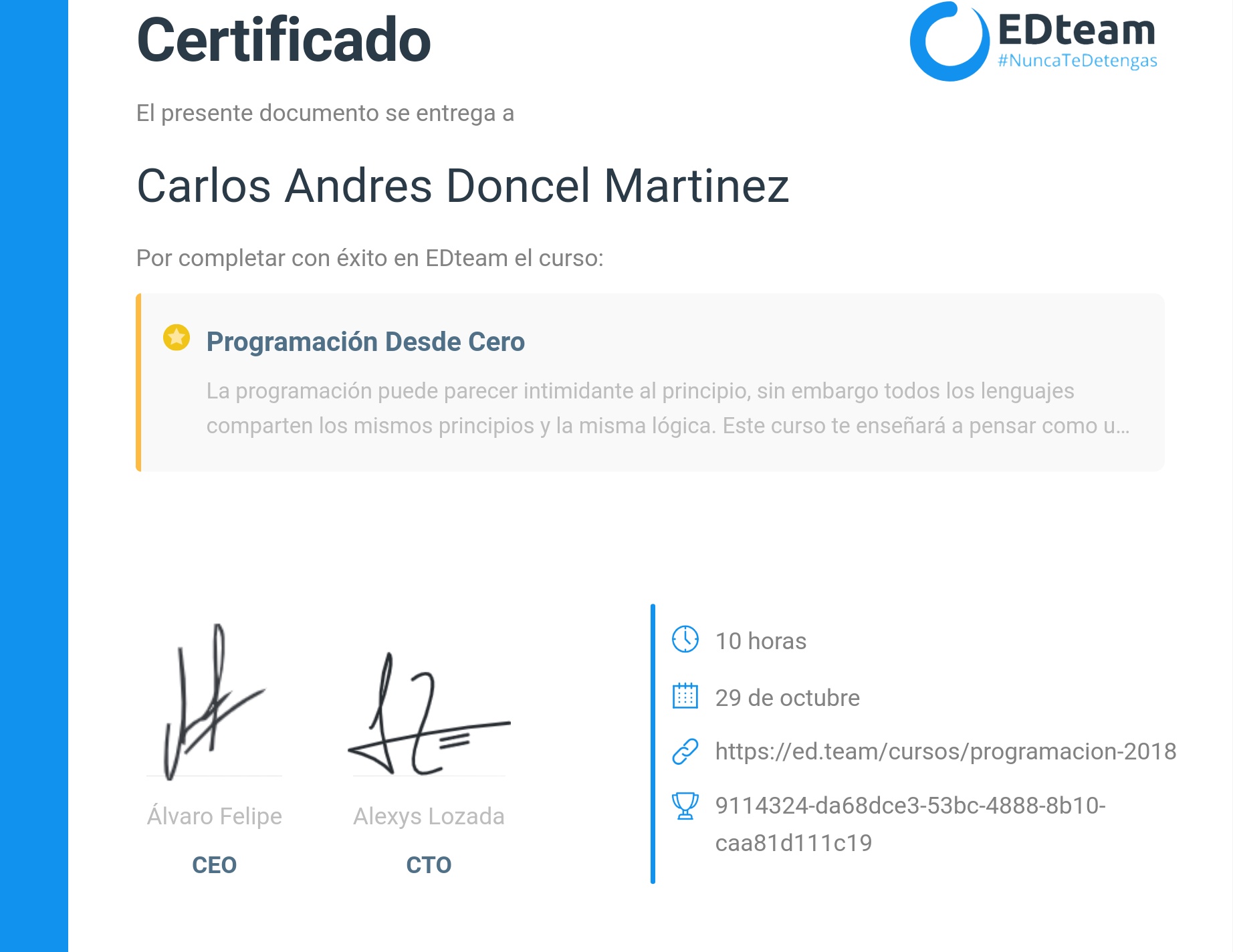 Certificado de curso