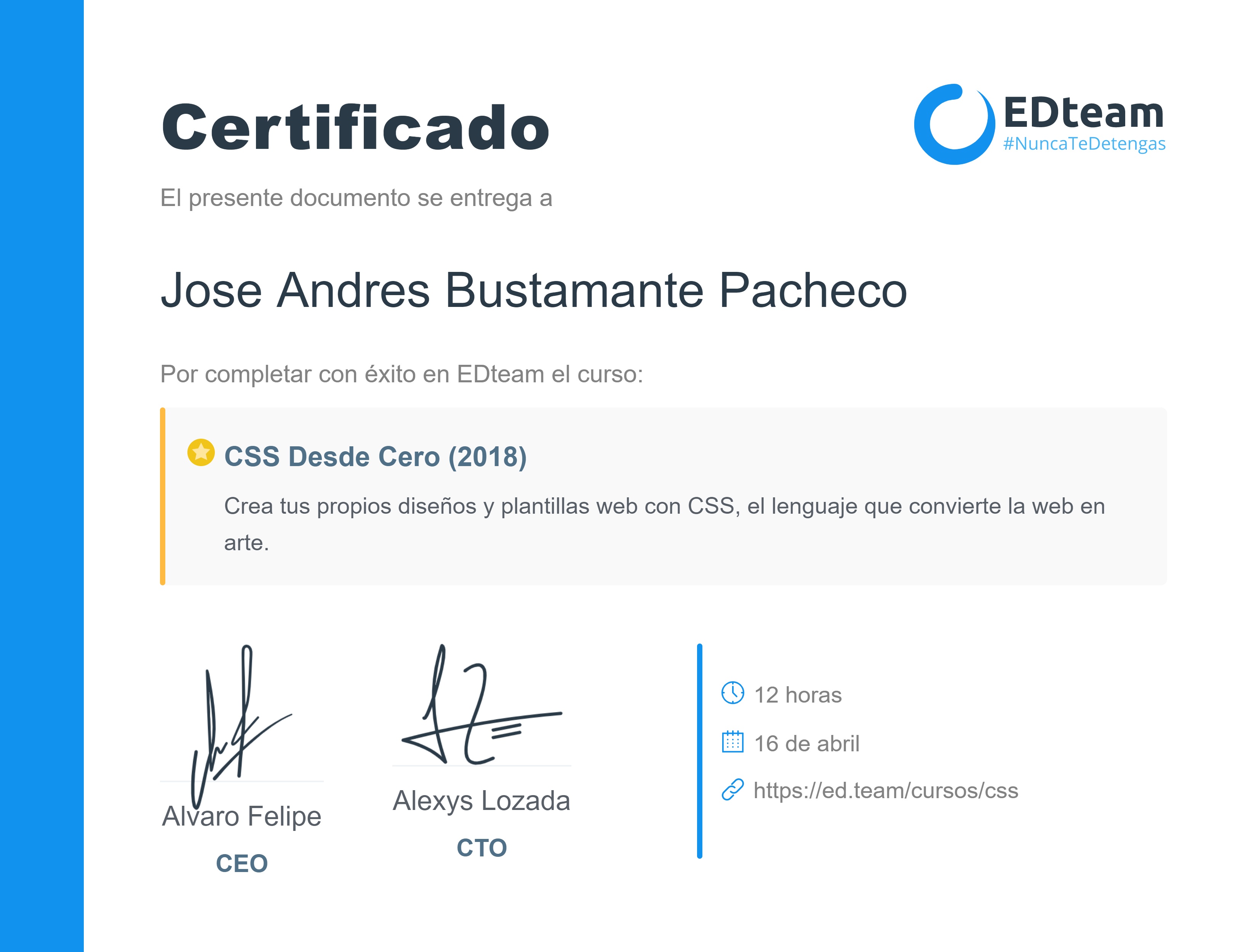 Certificado de curso