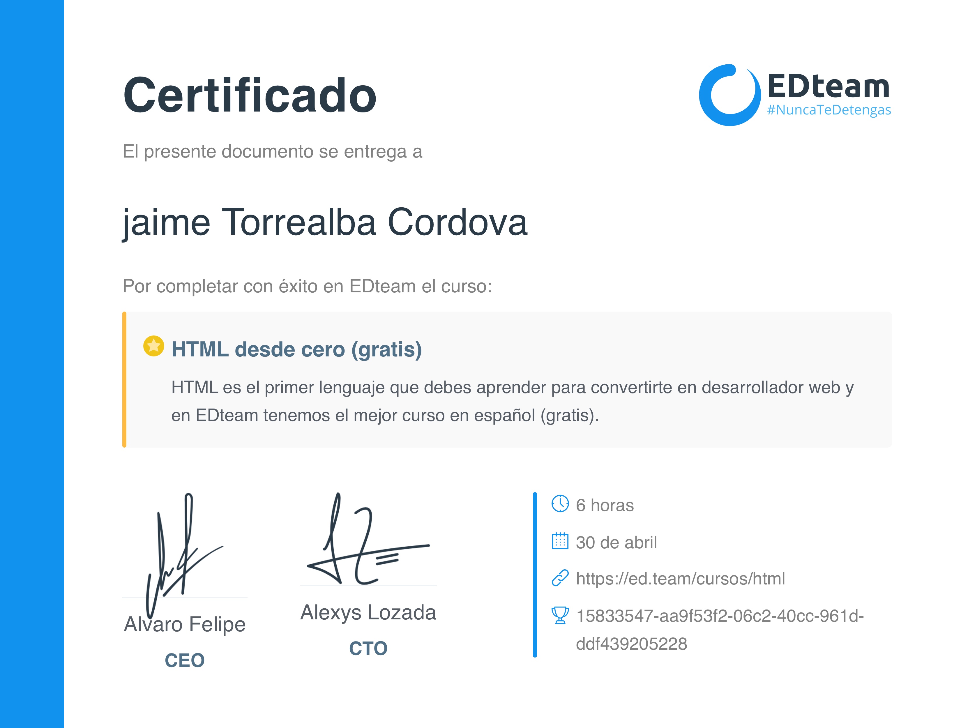 Certificado de curso