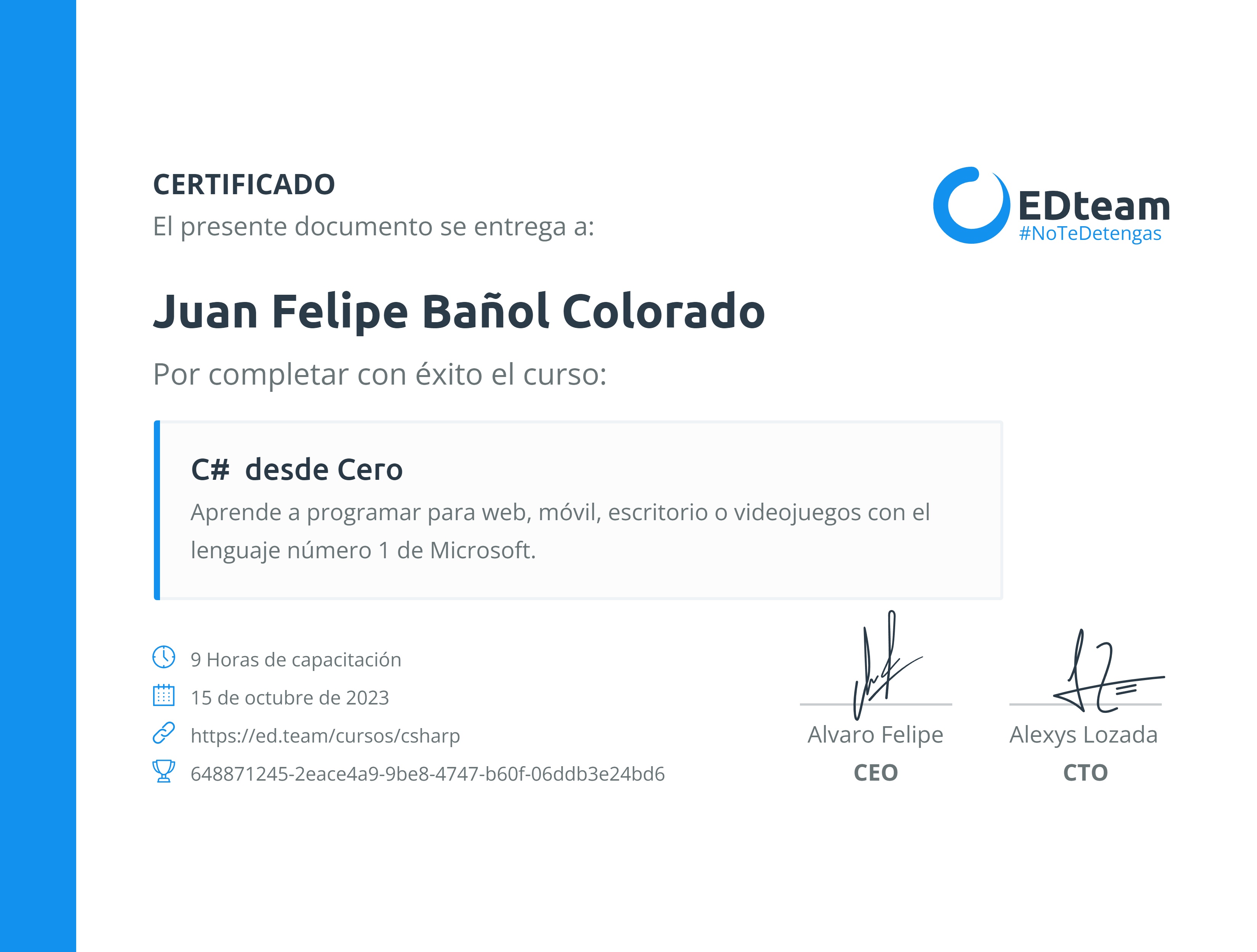 Certificado de curso