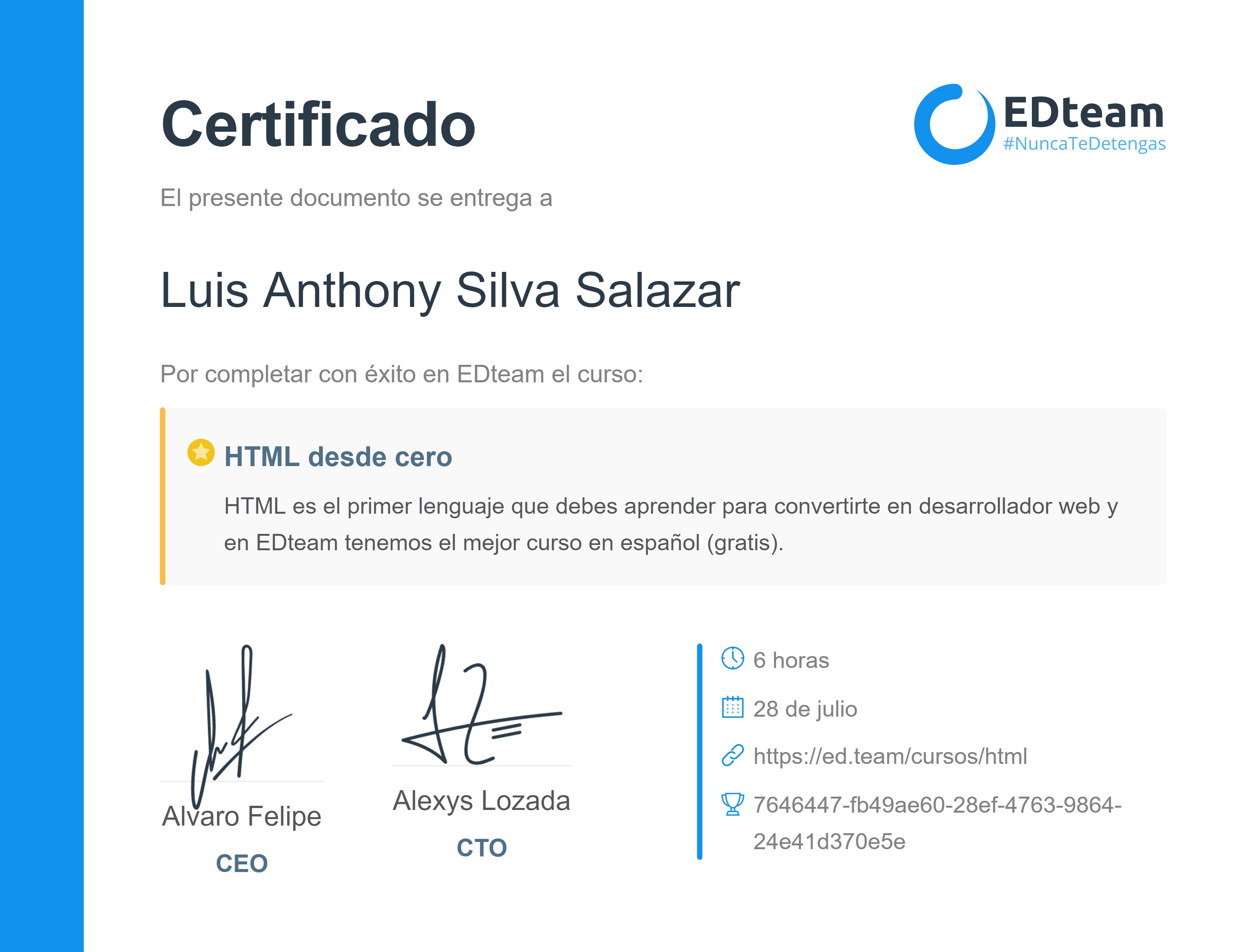 Certificado de curso