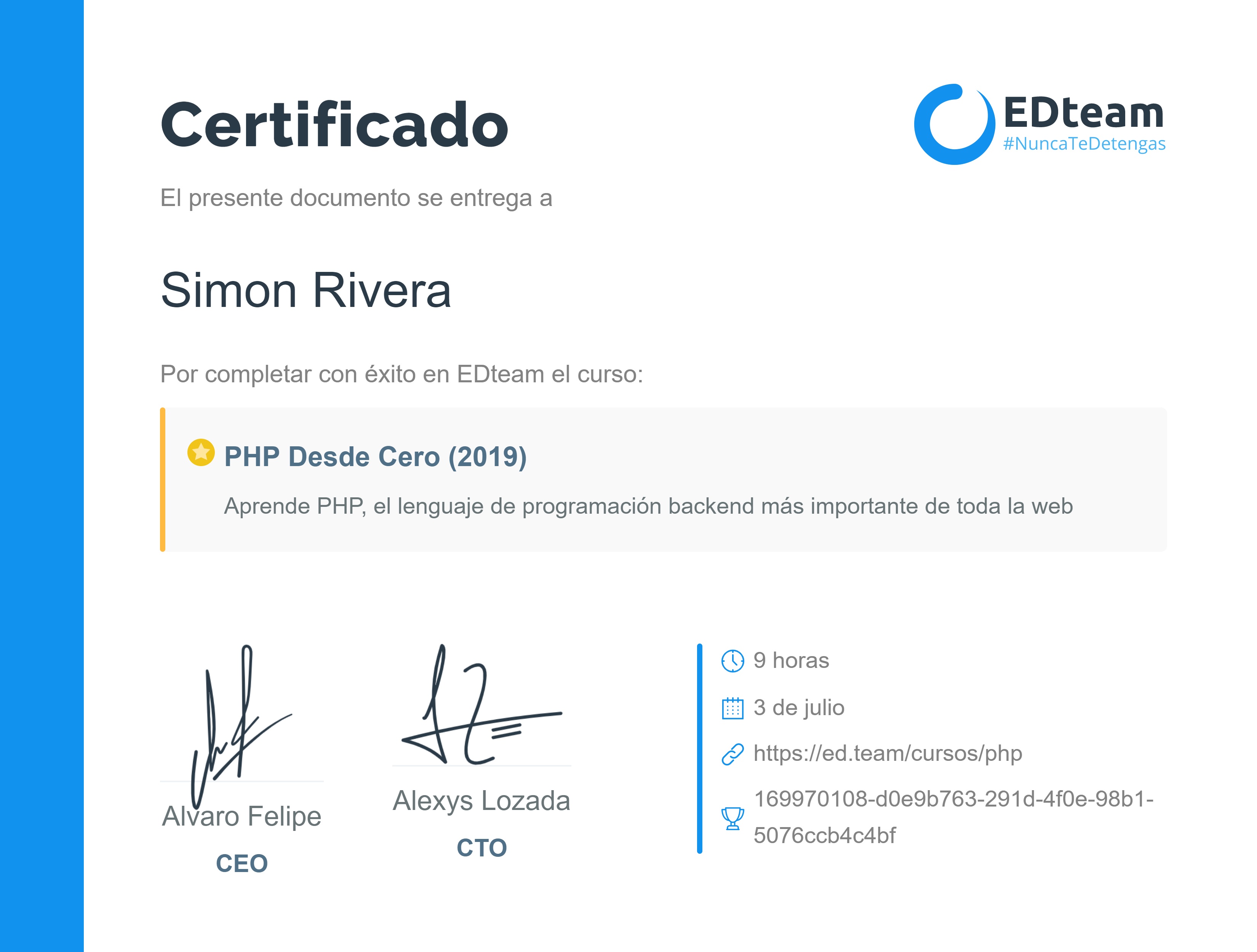 Certificado de curso