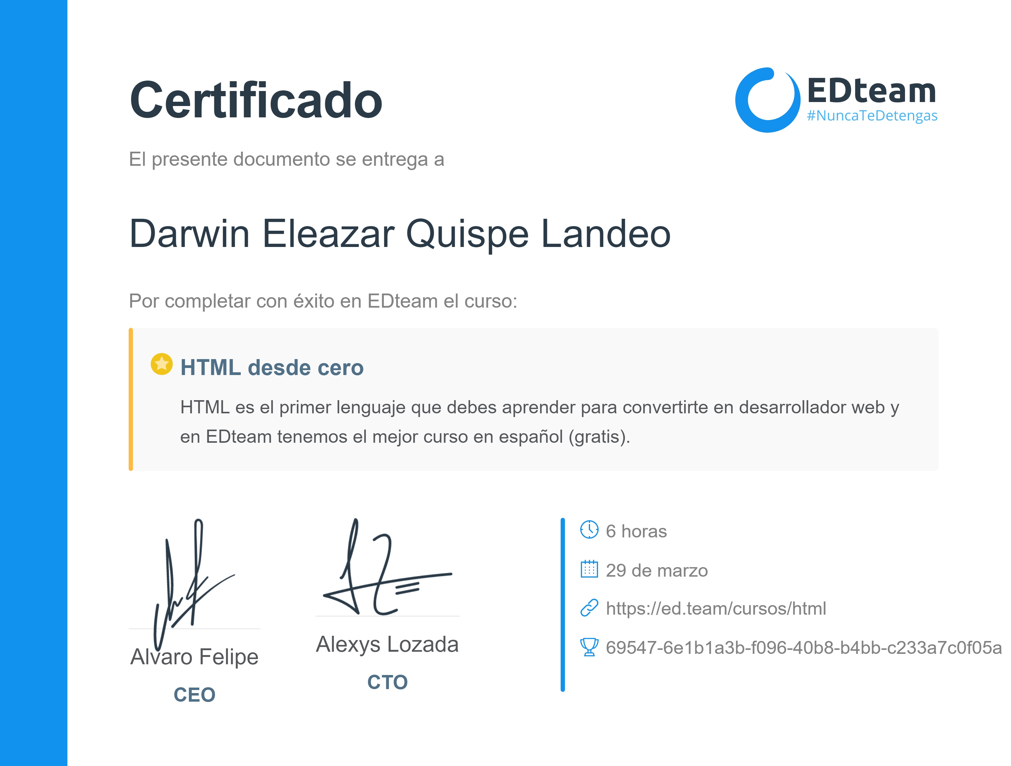 Certificado de curso