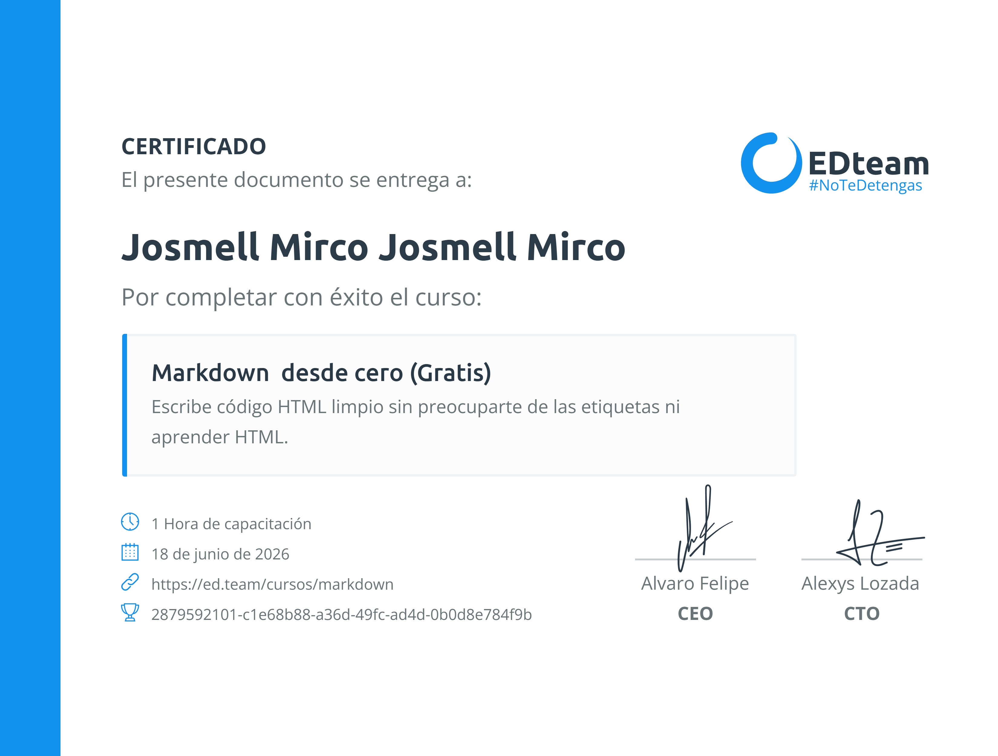 Certificado de curso
