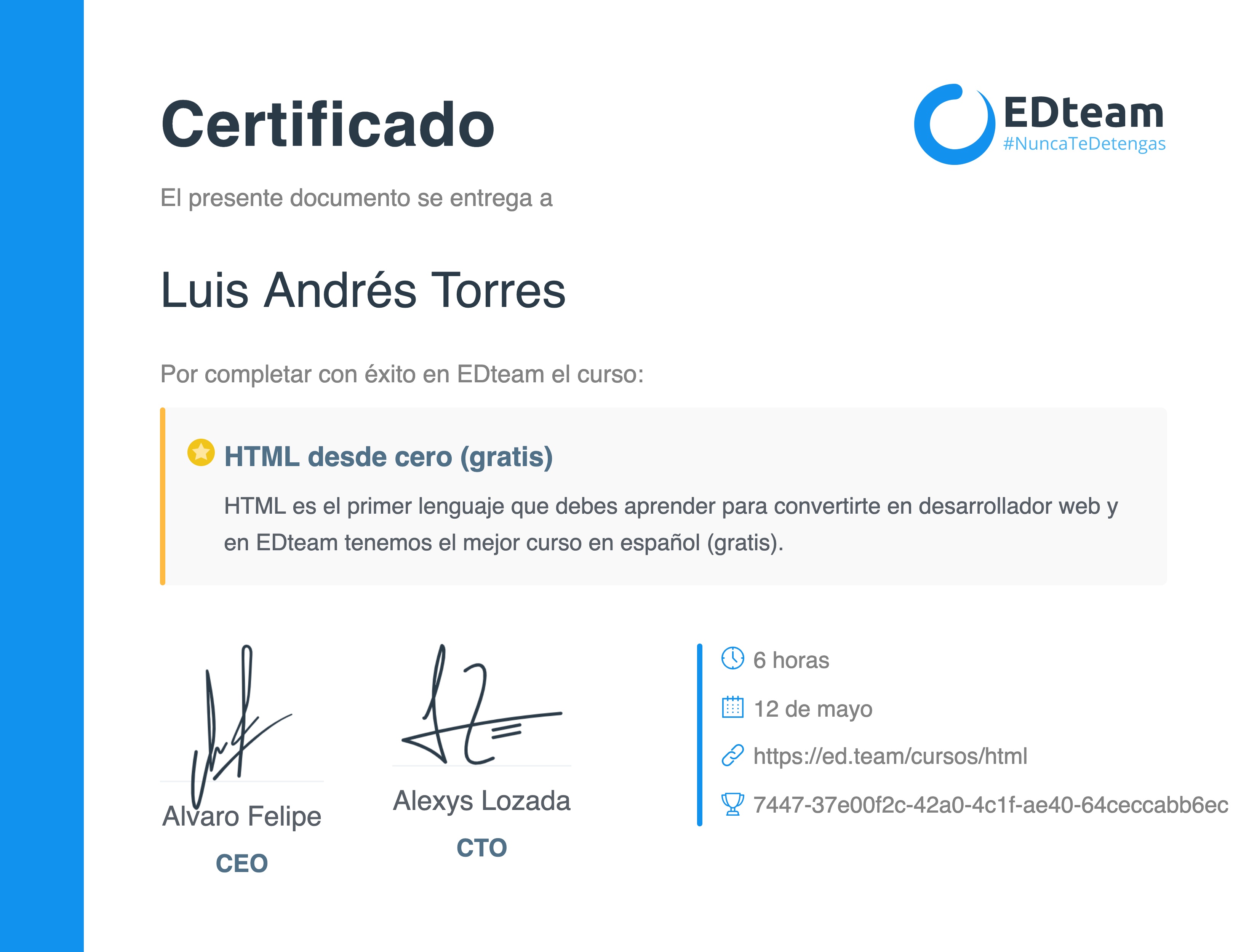 Certificado de curso