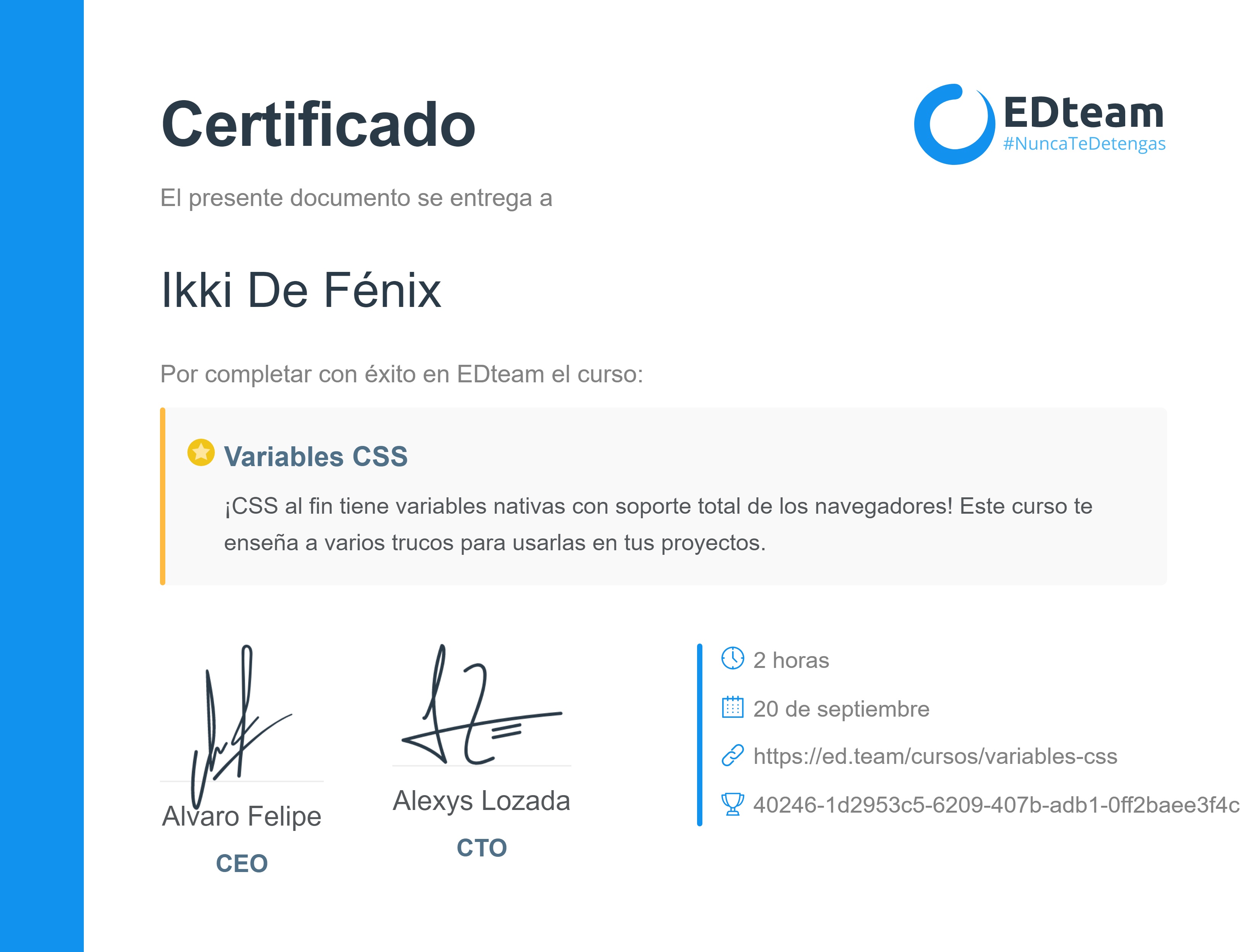 Certificado de curso