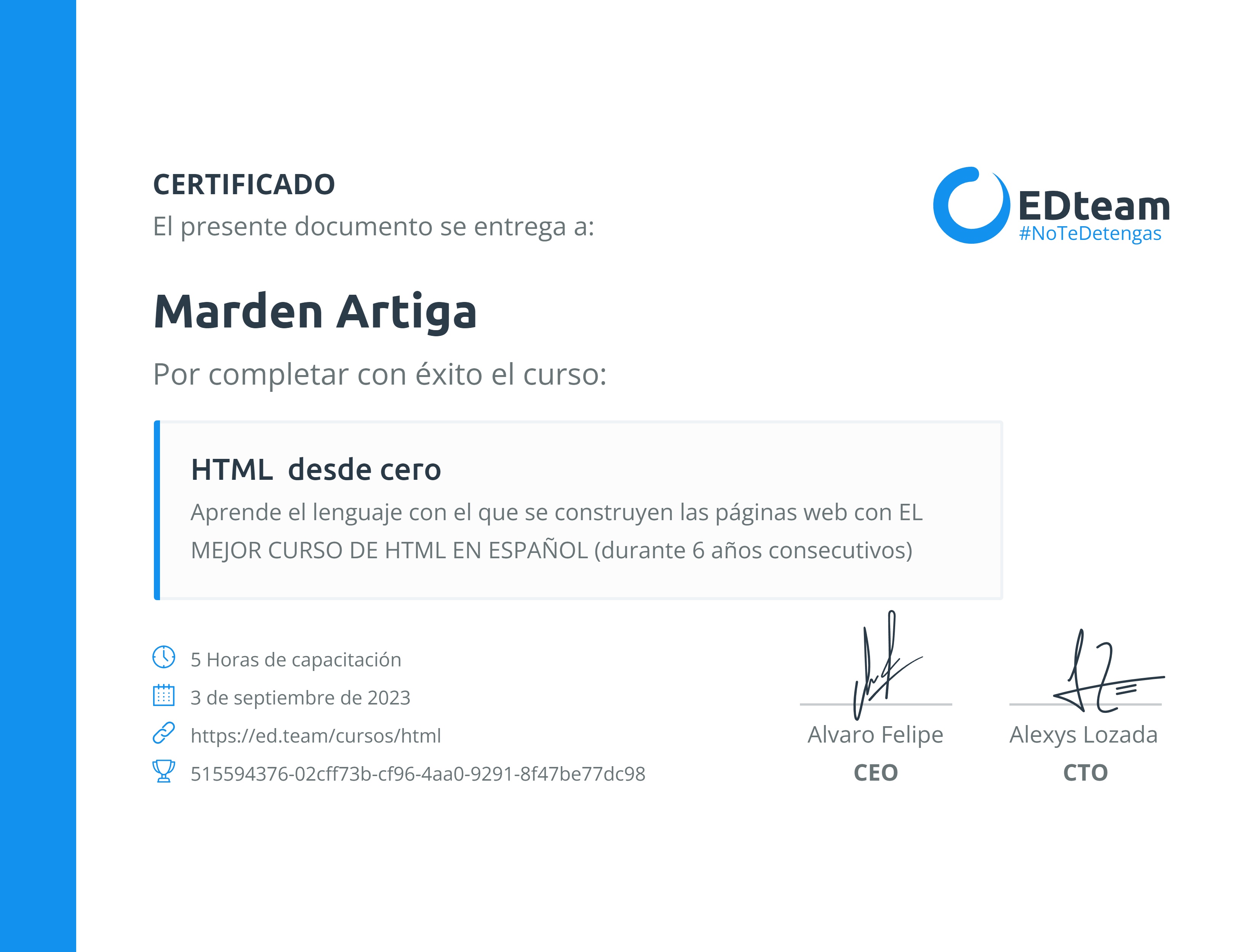 Certificado de curso