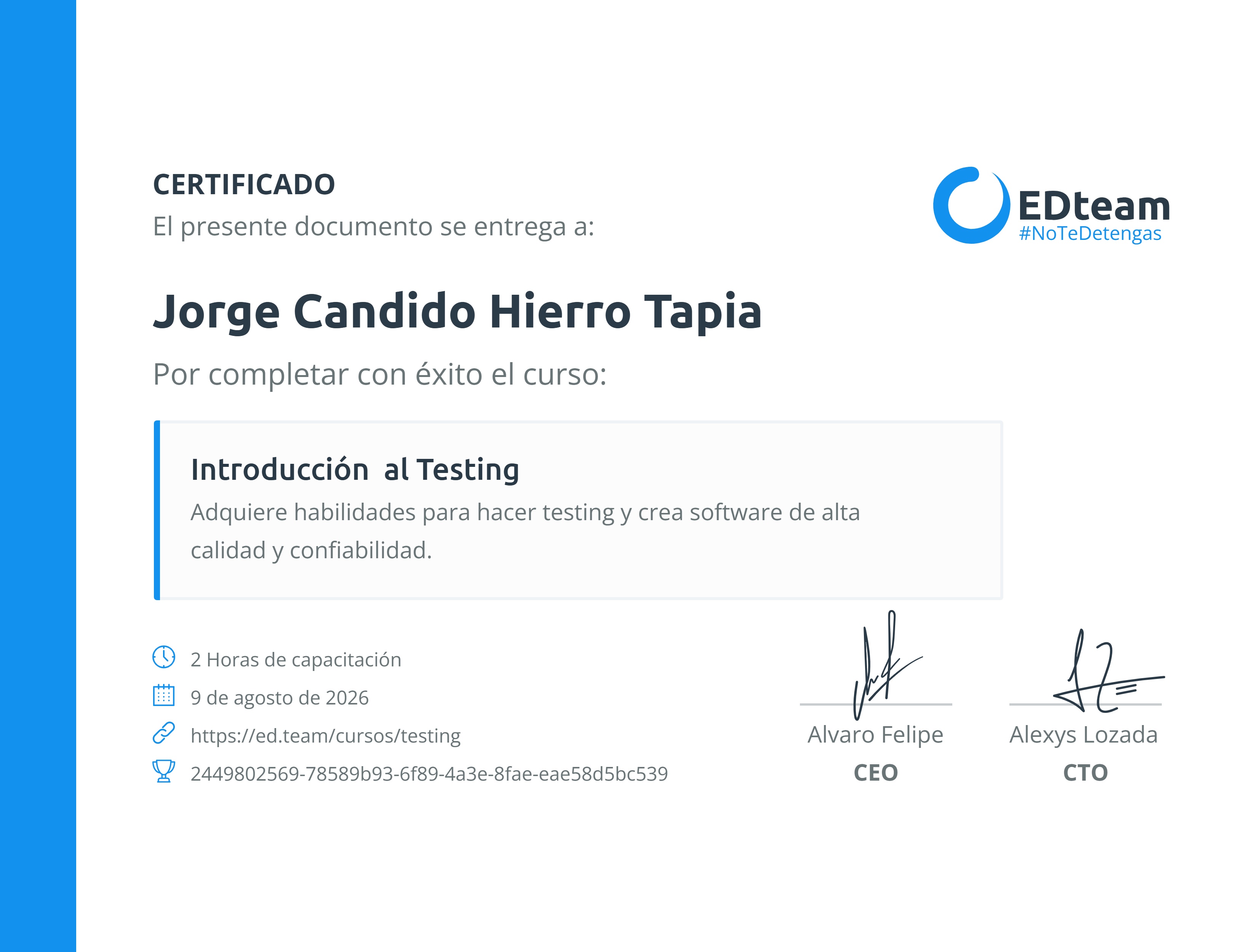 Certificado de curso
