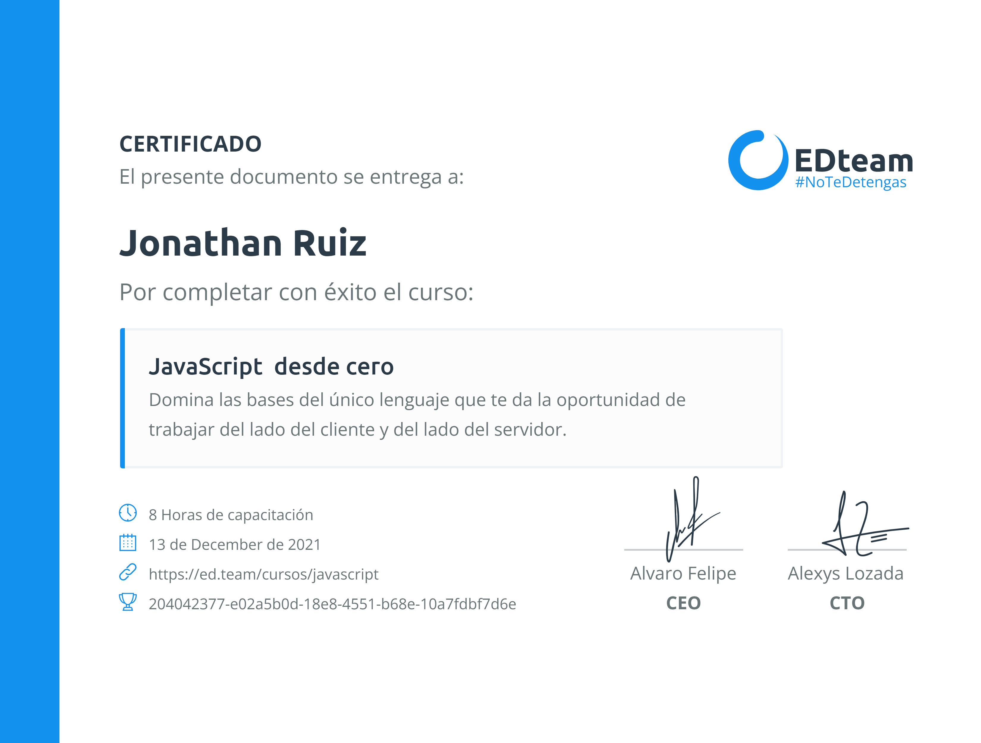 Certificado de curso