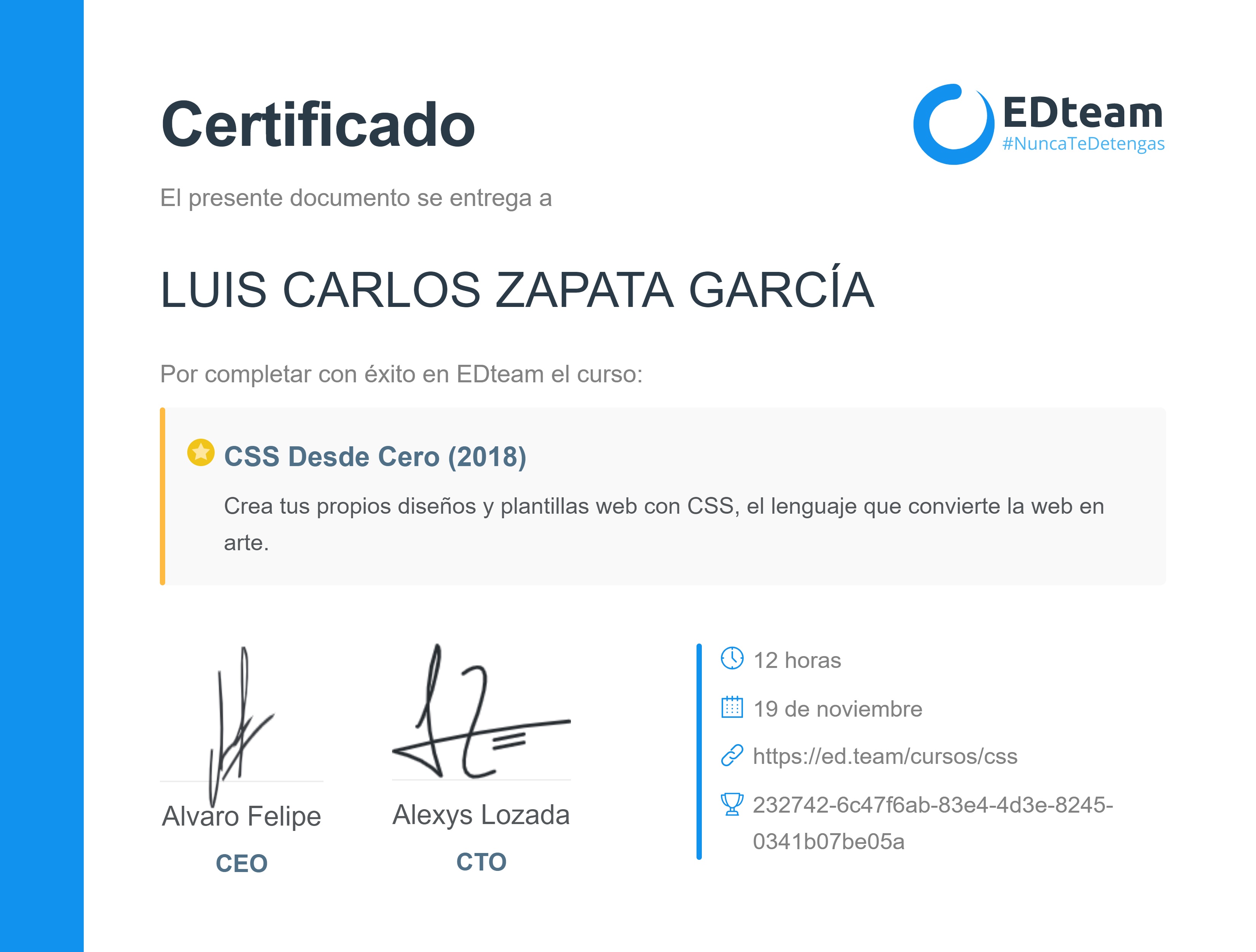 Certificado de curso