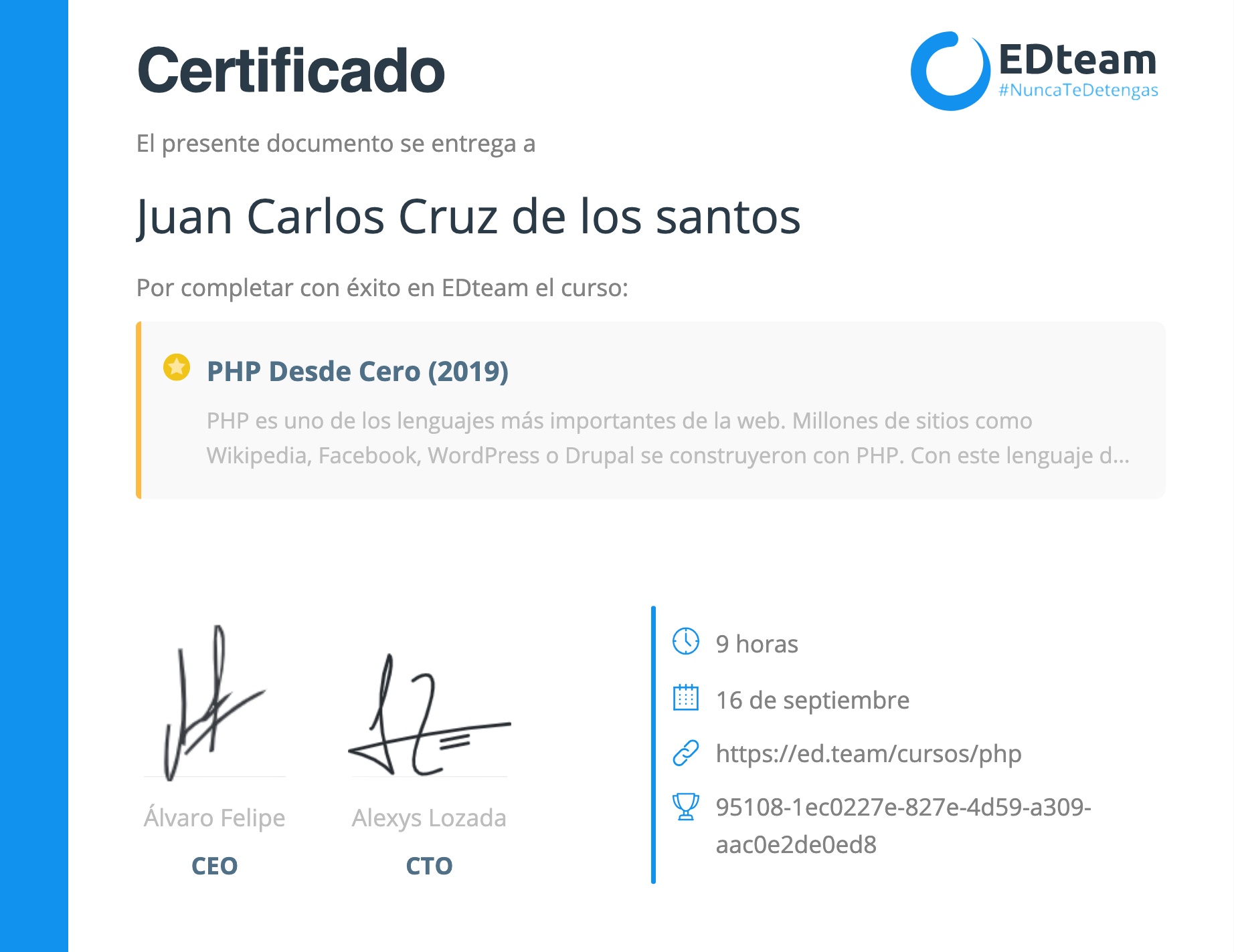 Certificado de curso